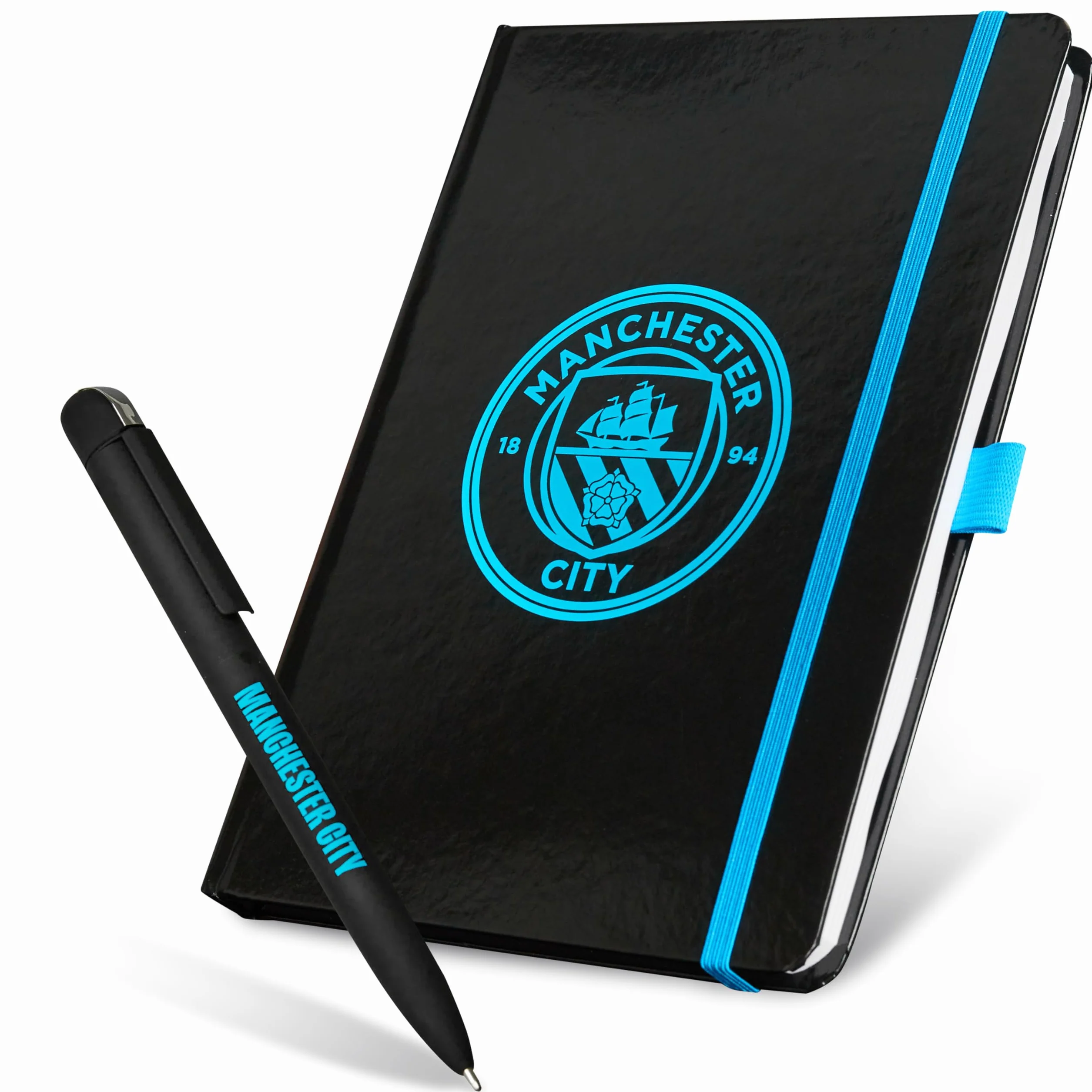 MANCHESTER CITY F.C. Set Papeterie Carnet de Notes A4 Stylo Noir Cadeau