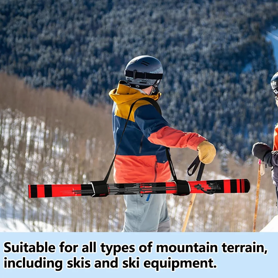 Sangles Porte-Skis Réglable Bandoulière de Ski Attache Ski Scratch Transport Poignets de Skis Rangement à ski