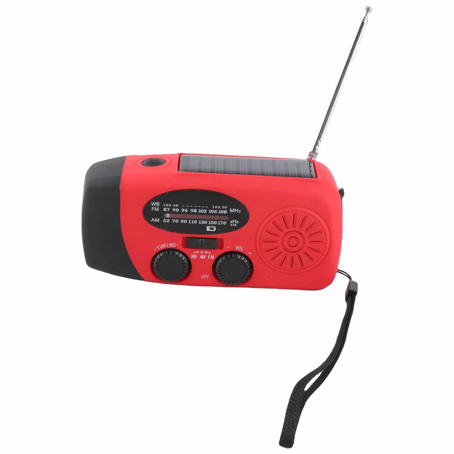 Radio solaire d'urgence FM/AM/NOAA avec lampe de poche 3 LED et batterie externe 1000 mAh
