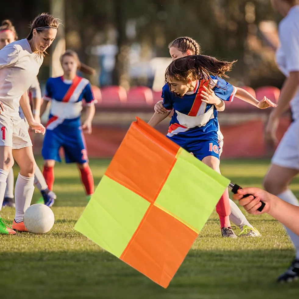 Lot de 2 drapeaux d'entraînement de football, drapeaux de ligne imperméables pour arbitre