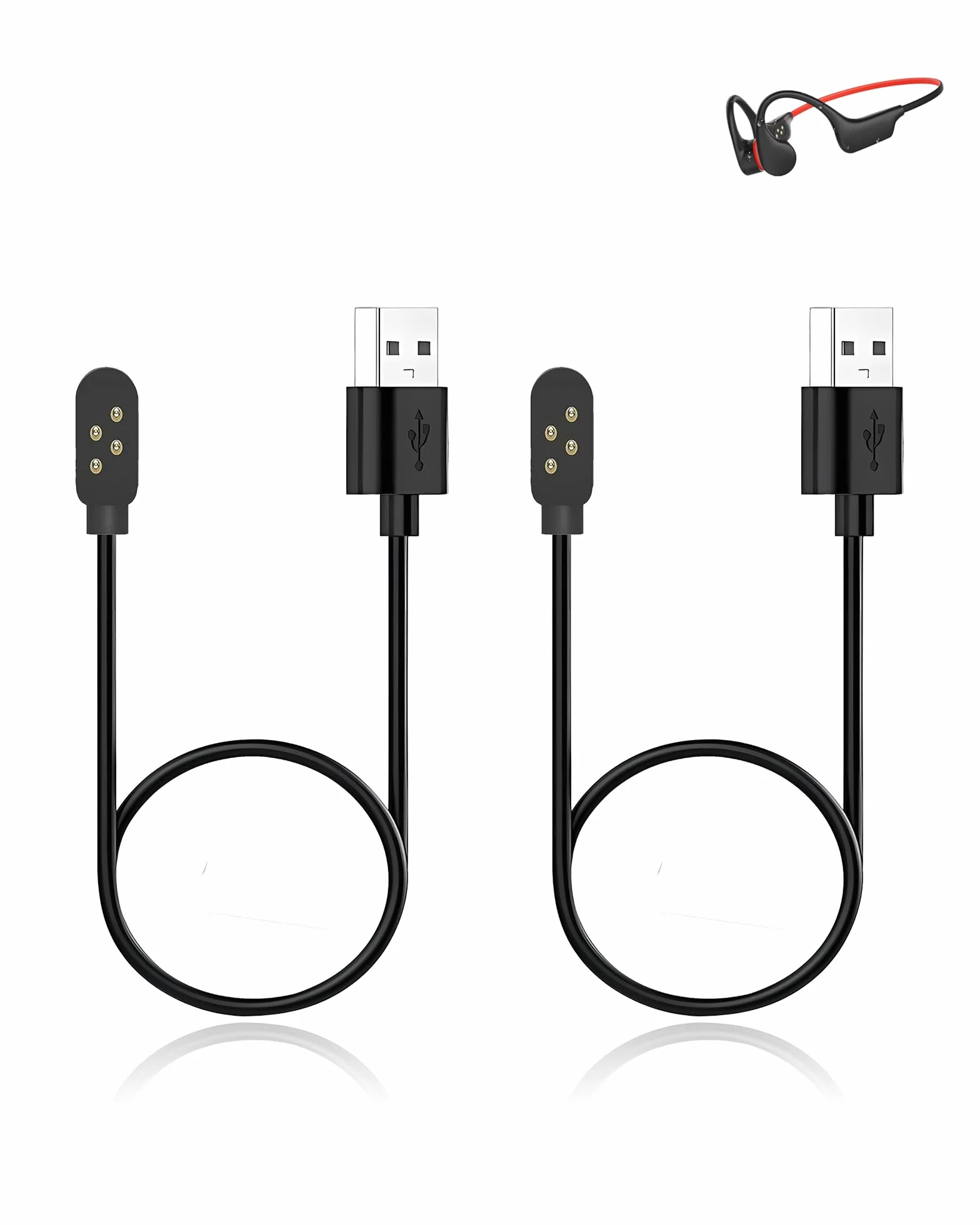 Lot de 2 câbles de charge pour casque de natation IFECCO X27 - Câble de charge USB magnétique solide - Compatible avec IFECCO X27