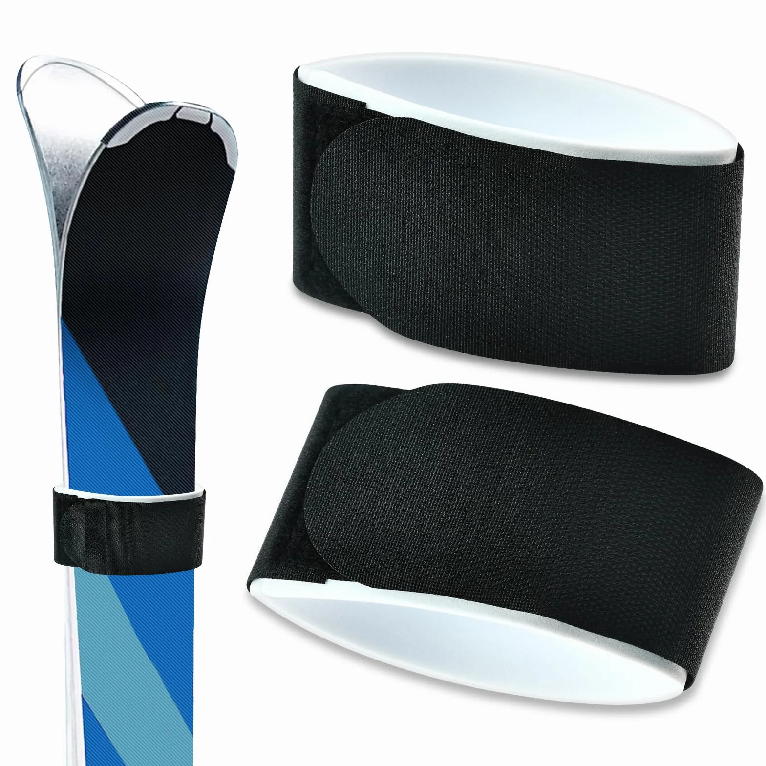 Attache Ski 2 Pièces Sangle Porte Ski Ajustable Accessoires Bandoulière Fixation Nylon Snowboard