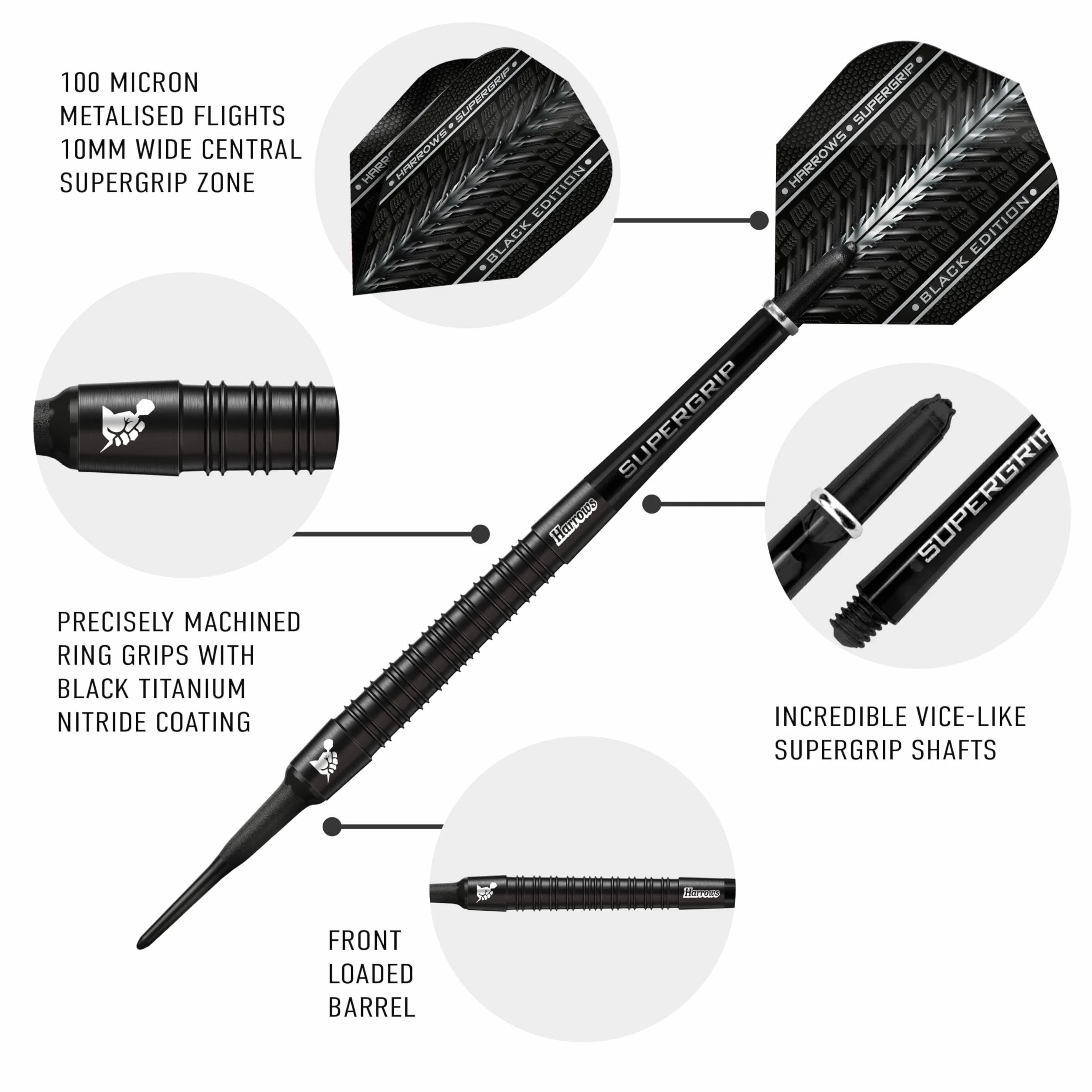HARROWS Fléchettes SUPERGRIP 90% TUNG 16 G