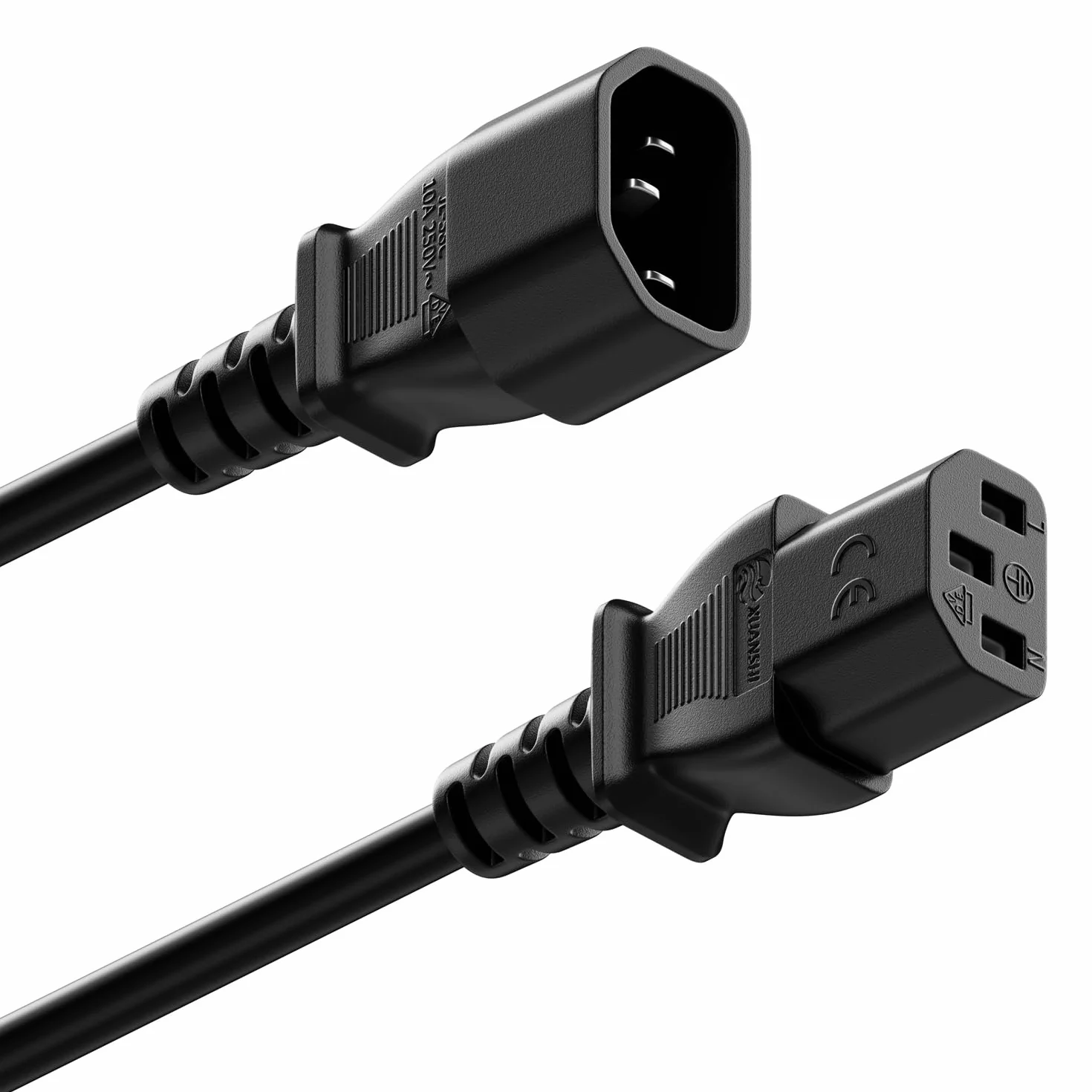 deleyCON 10m Extension de Câble de Réfrigérateur - IEC C13 à C14 - Câbles d'alimentation Rallonge de Courant - Connecteur Droit C13 sur Prise C14 - PC Moniteur Beamer Imprimante - Noir