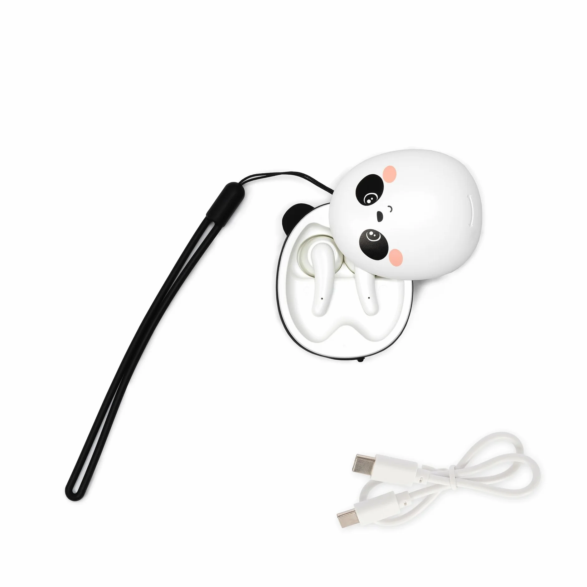 LEGAMI - Écouteurs Bluetooth, Thème Panda, Casque sans Fil, Connexion Automatique iOS et Android, Double Microphone Intégré, Capteur Tactile, Câble de Chargement Inclus