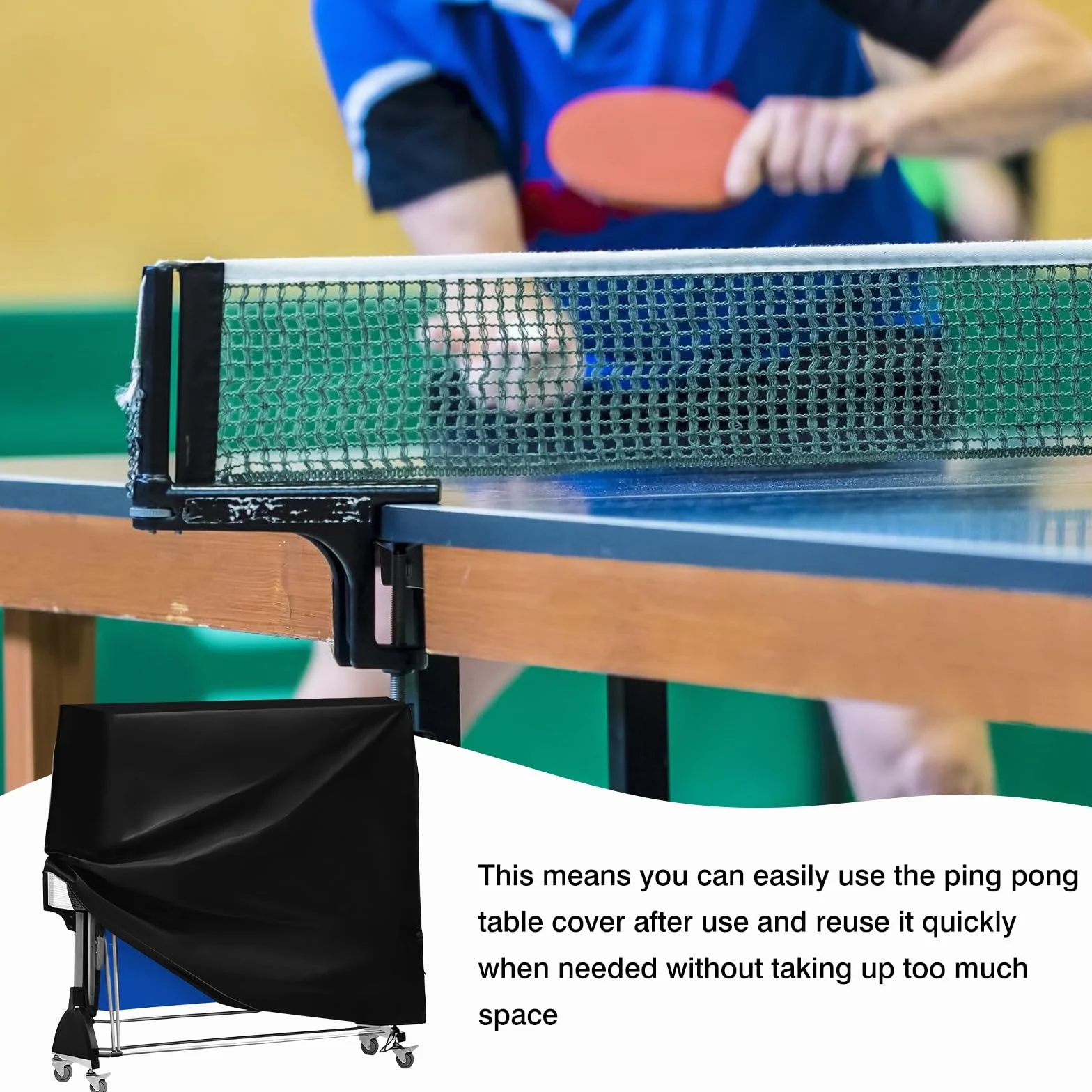 Housse imperméable WIYETY pour table de ping-pong 185x70x165 cm protection UV intérieur extérieur
