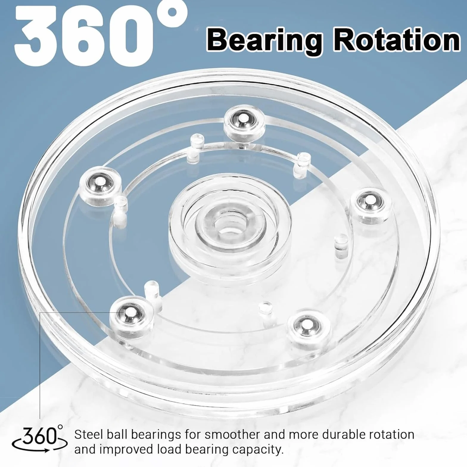 2 Pièces Plateau Tournant, 15cm Plateau Tournant Universel à 360° Supporte, Transparent Plateau Pivotant Rond Plateau Tournant Manuel avec Roulements à Billes en Acier pour TV Ordinateur Artisanat
