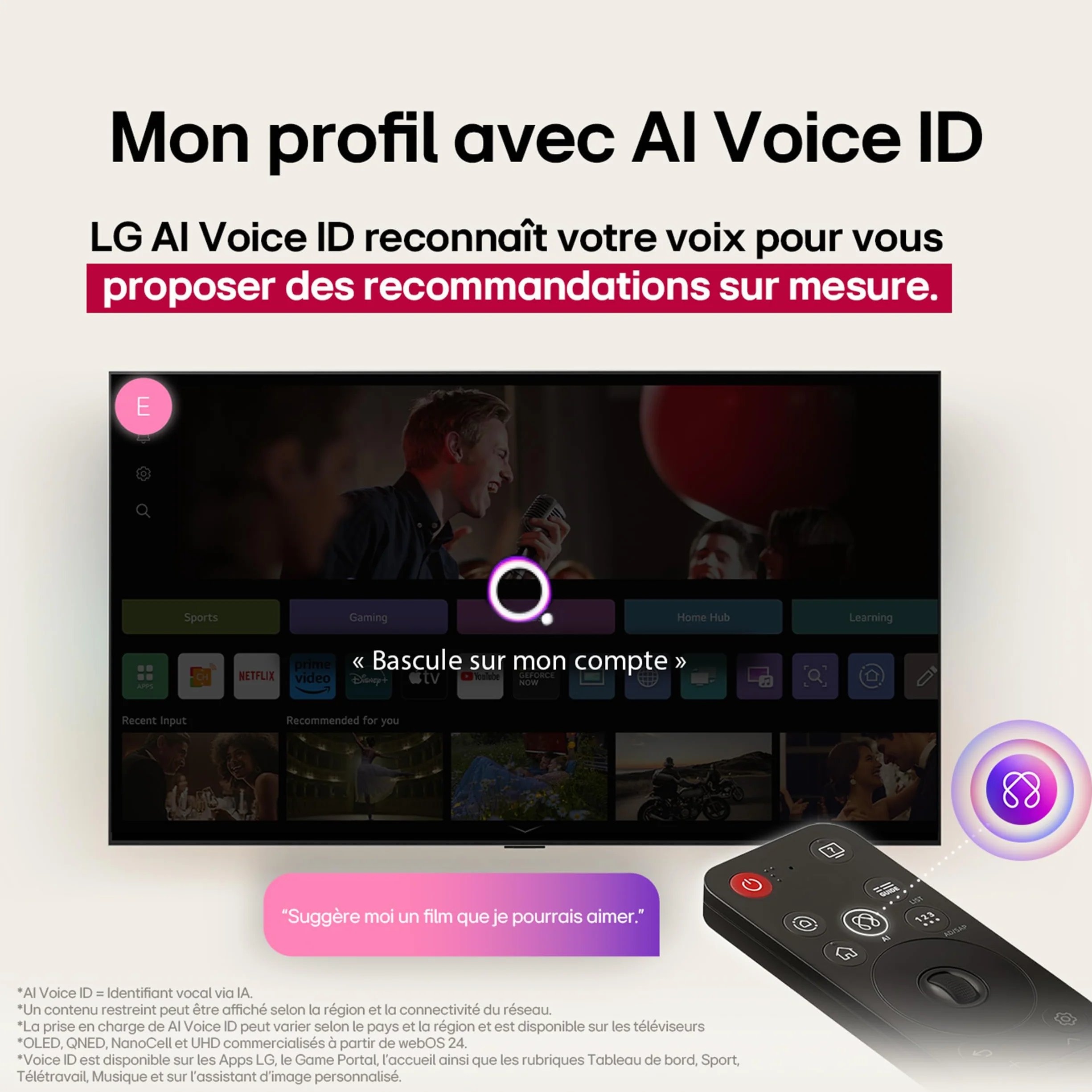 LG TV QNED AI 2025 50QNED8E 50" (126cm) 4K UHD HDR10 webOS 25 Télécommade AI Magic Remote Alexa Google Assistant AirPlay 2