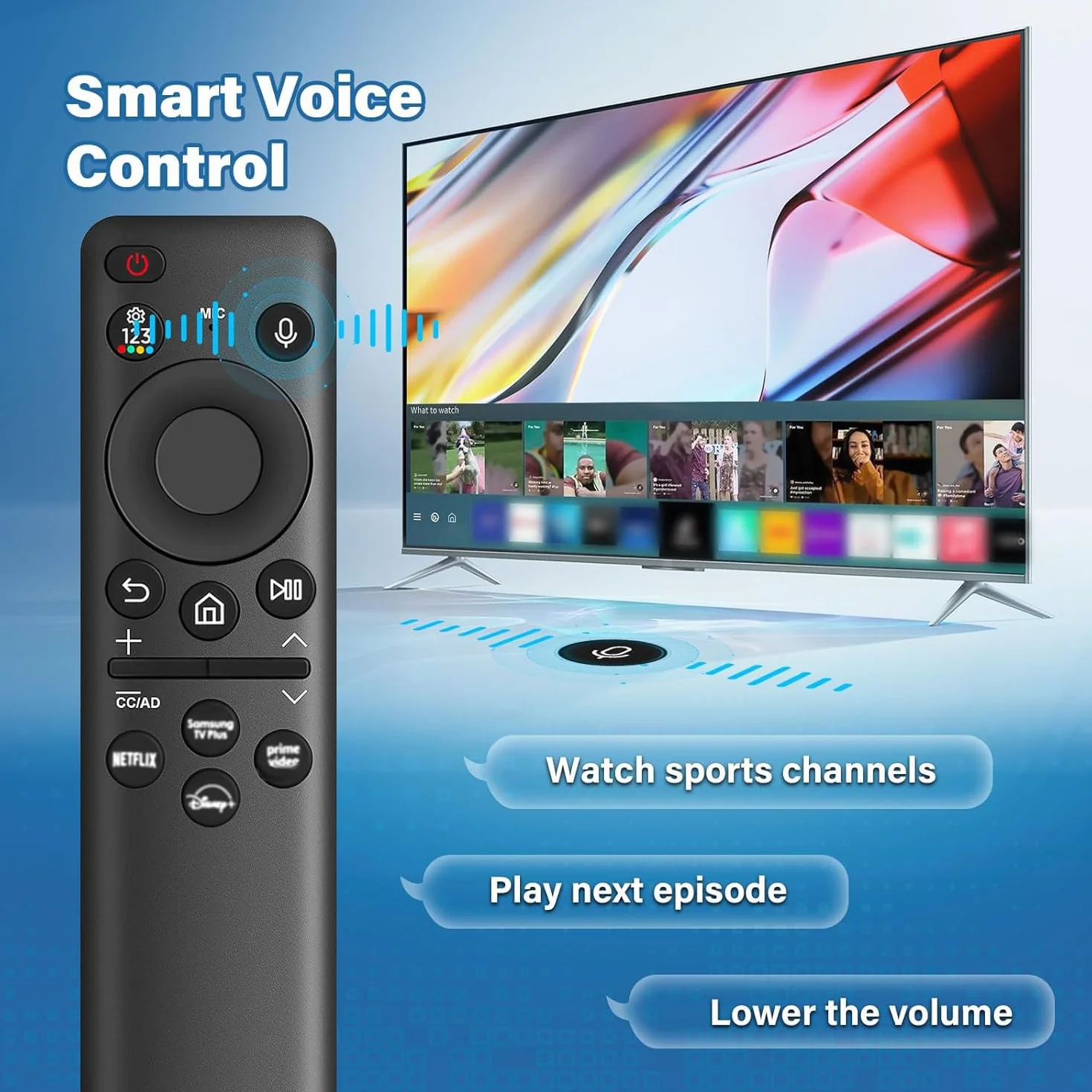 BN59-01432A Télécommande de Remplacement pour Samsung,Télécommande vocale Universelle Solaire pour Samsung Smart TVs,Samsung Smart 4K HD TV avec 4 Touches de Raccourci
