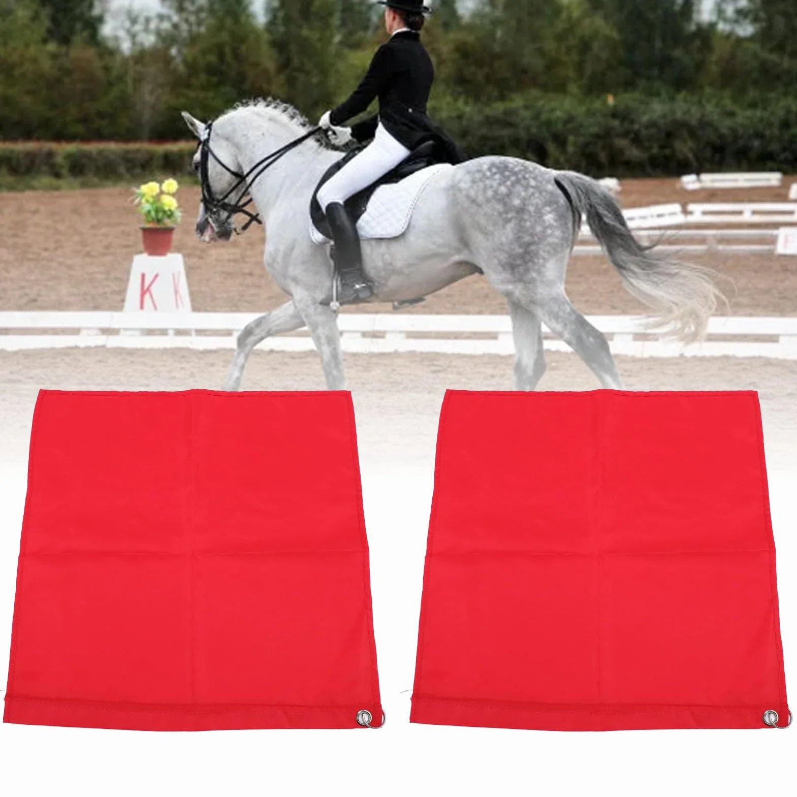 Drapeau d'entraînement équestre Portable en Nylon pour Chevaux, 2 Pièces