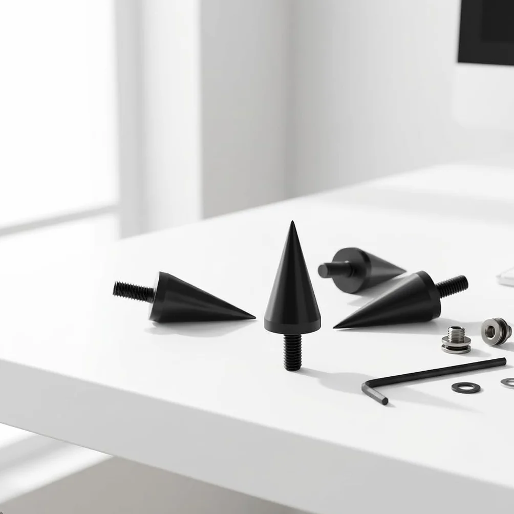 PrecisionGeek Aluminium anodisé Noir M10 Haut-Parleur Pointes de Découplage/Cônes - Lot de 4