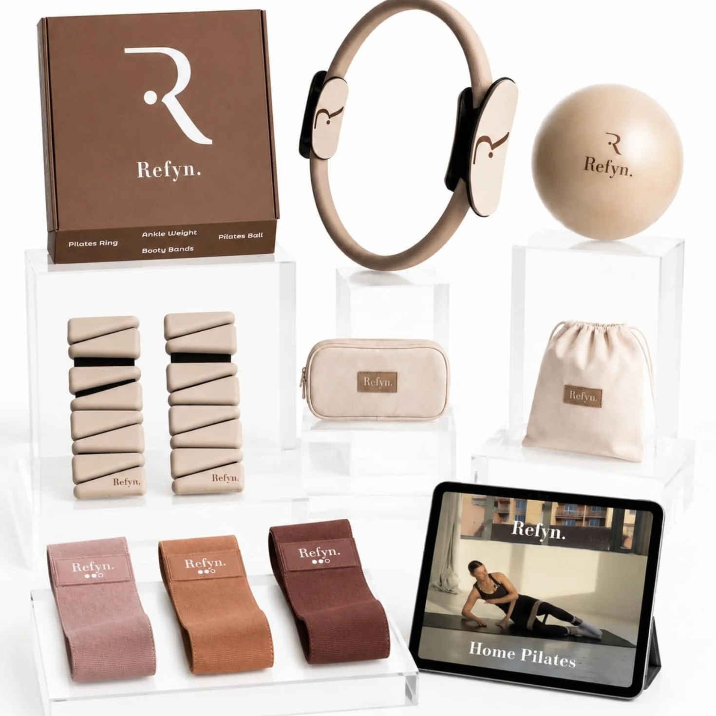 Kit Pilates Maison avec Poids Chevilles, Anneau, Bandes Résistance, Ballon, Cercle - Fitness, Yoga, Musculation