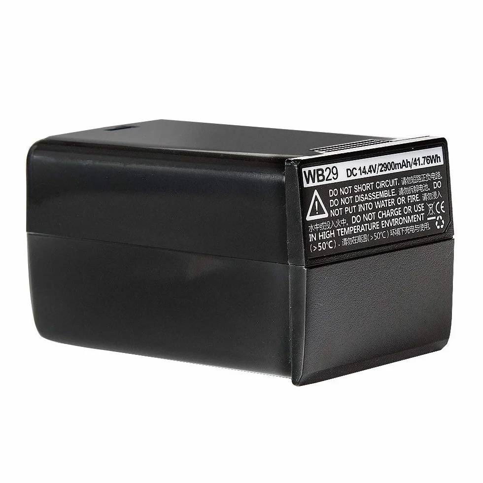 Fomito Godox Batterie au Lithium WB29 DC 14.4V 2900mAh 41.76Wh pour Bloc d'alimentation Godox AD200 AD200Pro Flash