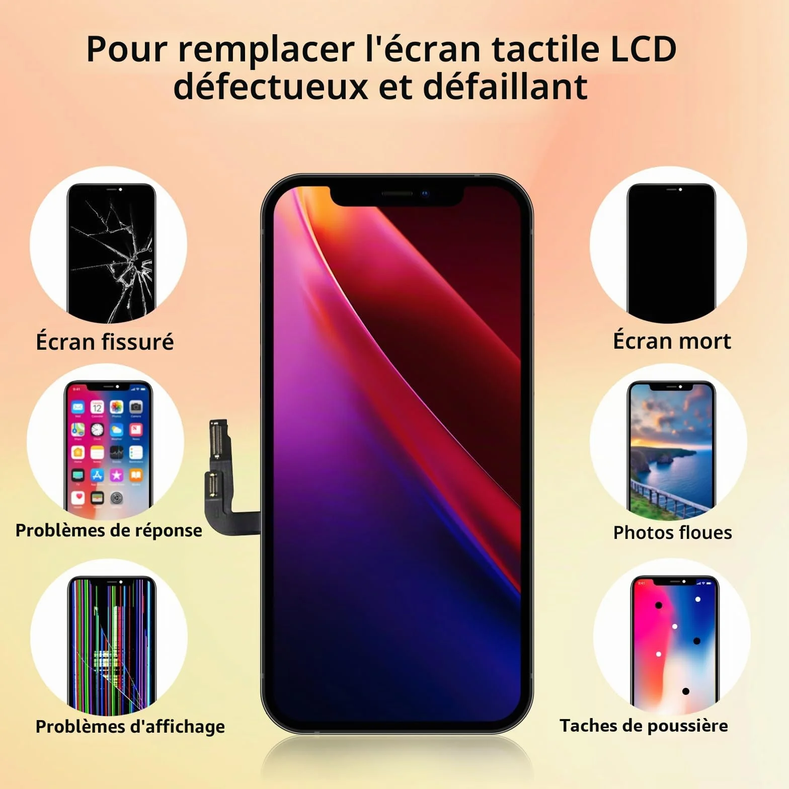 DTD Écran pour iPhone 12/iPhone 12 Pro LCD 6.1" Ecran de Remplacement FHD 3D Touch Ecran Digitizer Cadre de Montage et Kit de réparation