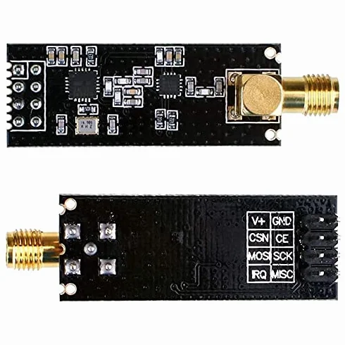 Lanko Lot de 2 modules émetteurs-récepteurs RF NRF24L01+PA+LNA avec antenne SMA 2,4 GHz 1100 m + module sans NRF24L01 pour
