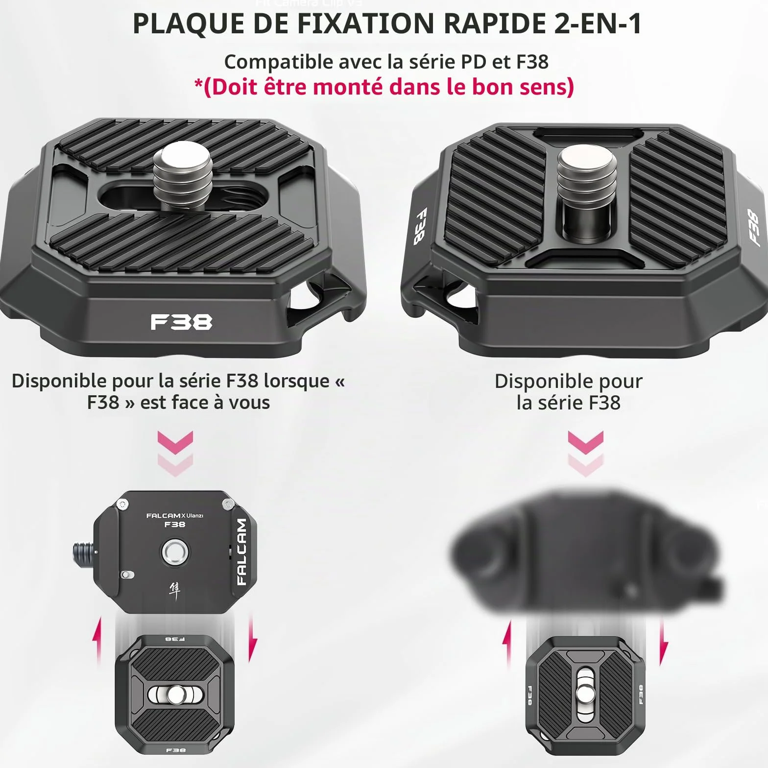 FALCAM F38 Plaque de dégagement Rapide, Compatible avec Le Clip pour Appareil Photo PD Capture V3 et Le Clip pour Sac à Dos F38 (Plaque supérieure Uniquement)