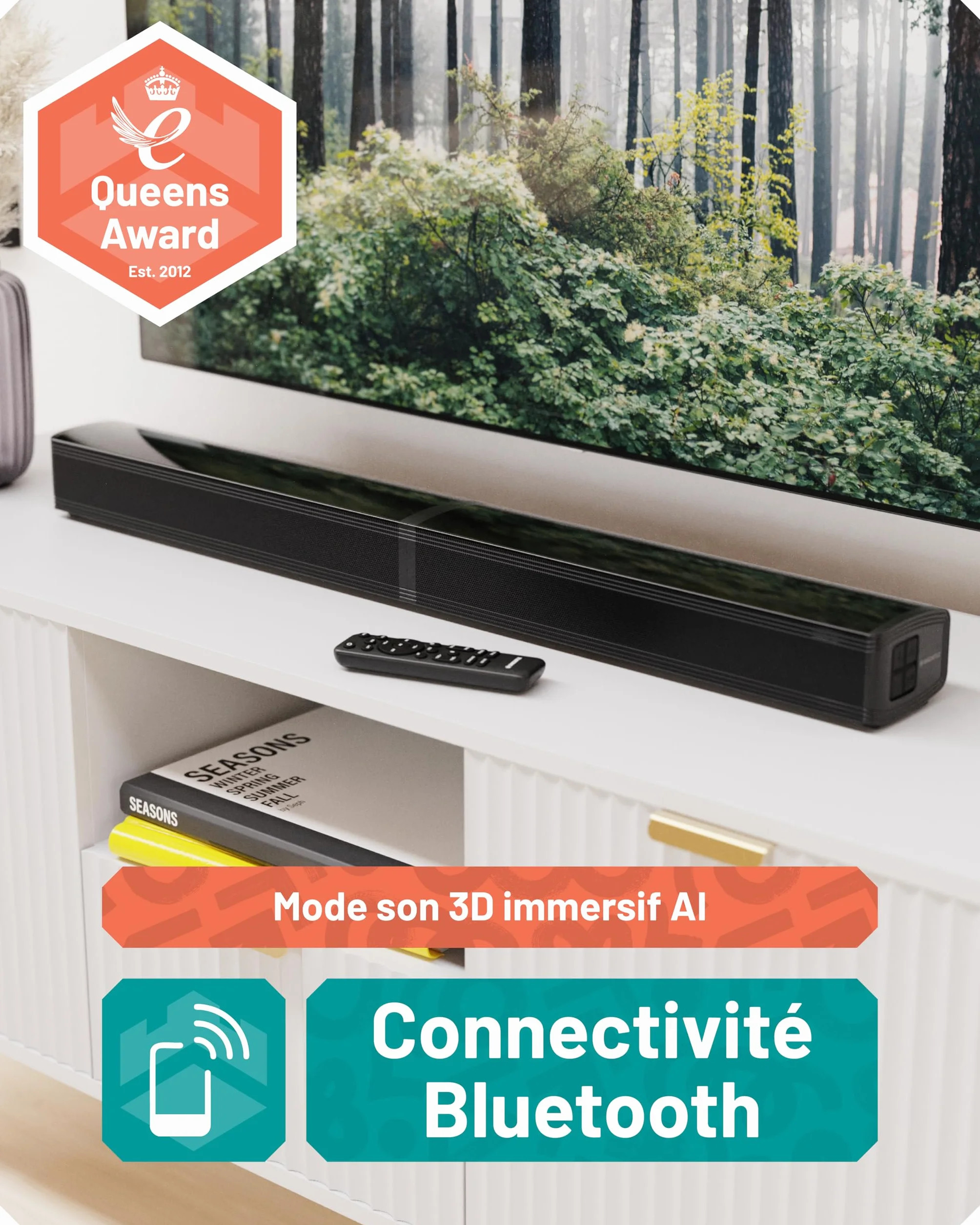 Oakcastle SB80 Barre de Son Home Cinéma sans Fil Bluetooth 5.1 HDMI Arc Optique AUX USB Soundbar Caisson de Basse