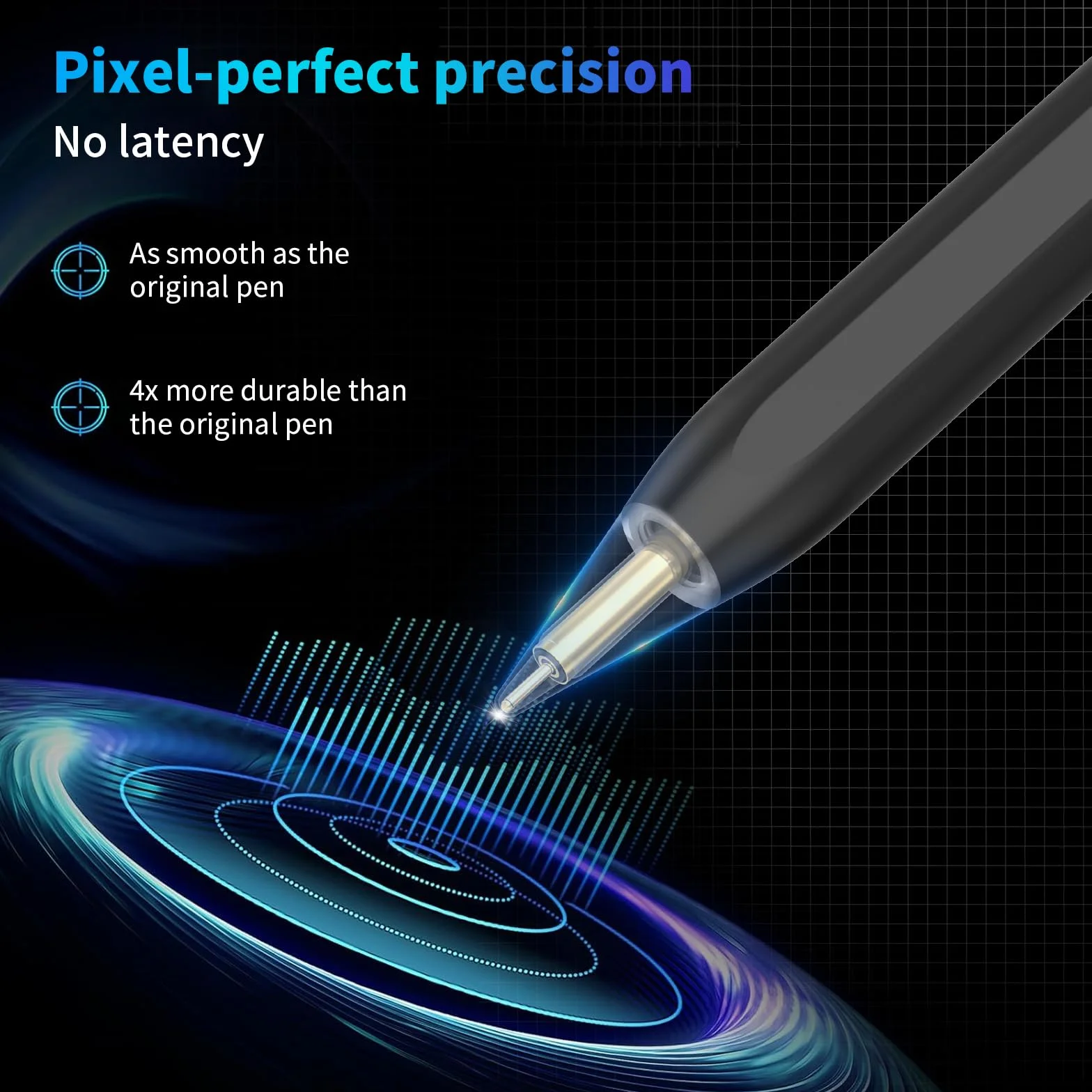AMZBOSS Stylet pour Apple iPad 2018-2025, Pencil Charge Rapide, Reject de Paume, Détection d'inclinaison, Compatible iPad A16/10/9/8/7/6,Pro 11/12.9,Air 3/4/5/M2/M3,Mini 5/6 (Noir)