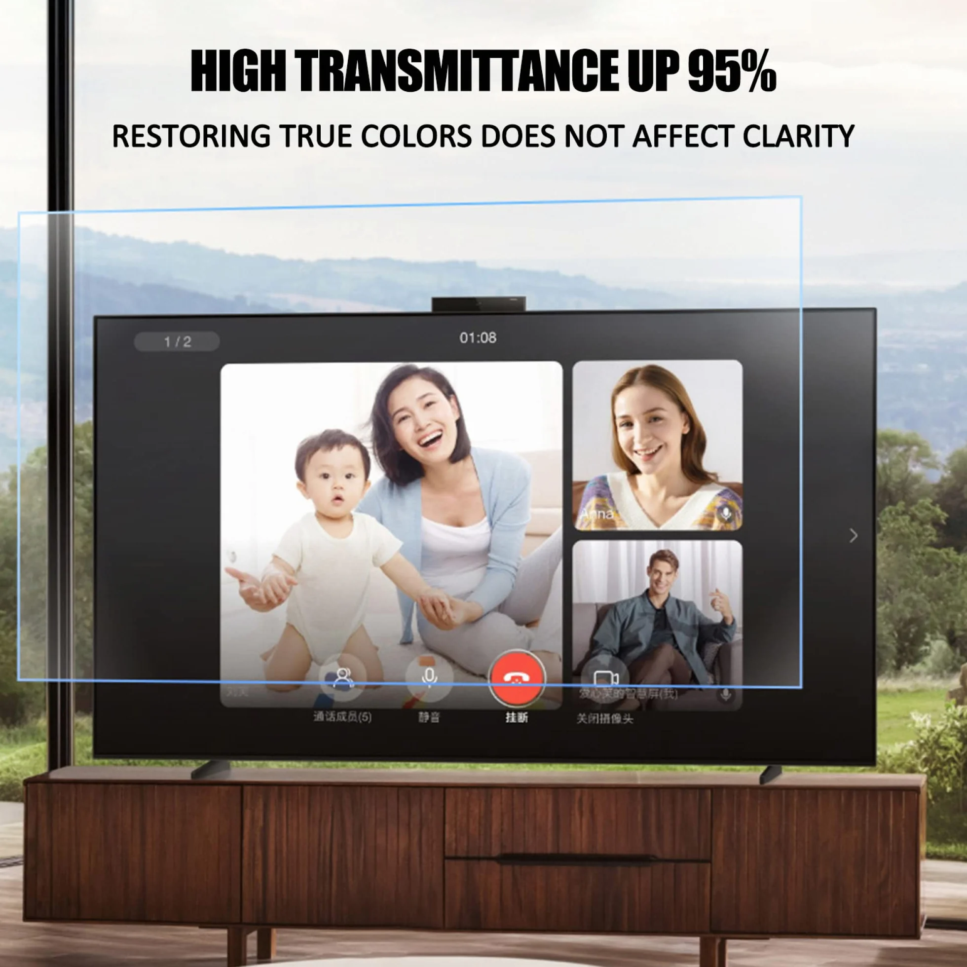 Protecteur D'écran TV LCD Mat 4H Anti-Reflet 90% Anti-Lumière Bleue 32 Pouces 698x392mm
