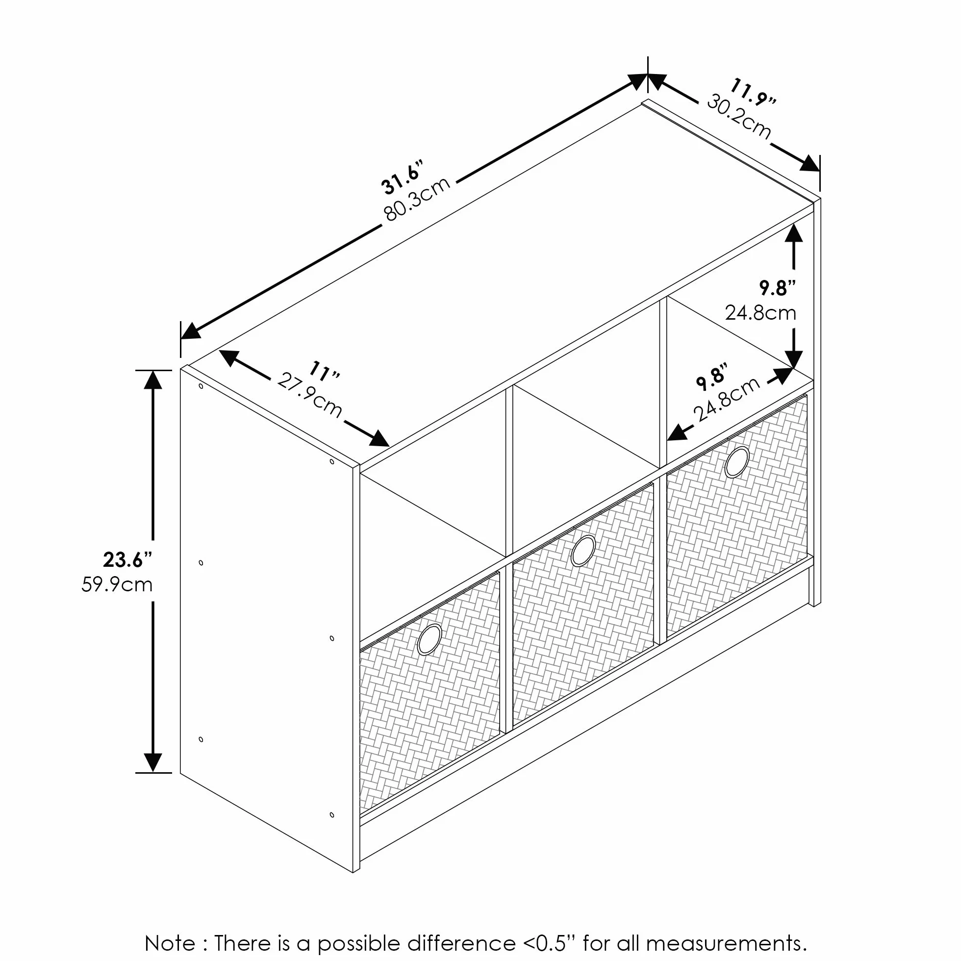 Furinno Basic Rangement de Bibliothèque 3x2 avec Bacs, Engineered Wood, Expresso, one size