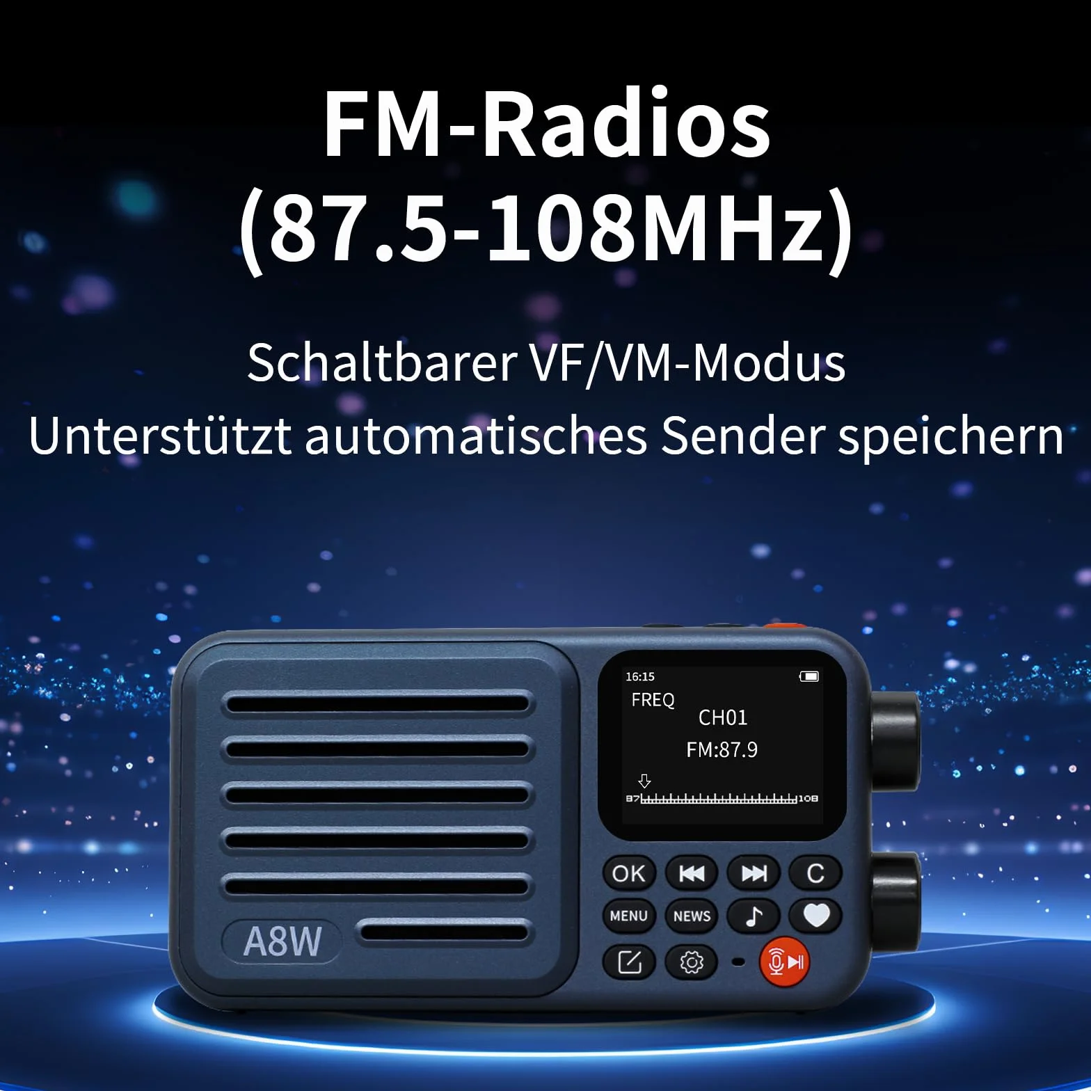 Choyong Récepteur radio Internet intelligent A8W - WiFi / 4G - Haut-parleur avec FM, carte micro SD, tous les radios du monde, pour la maison avec WiFi, radio numérique, choyoung A8W