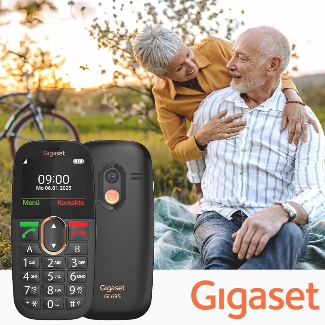 Gigaset GL695 téléphone Senior à Grandes Touches 4G Volte écran IPS 2,31" Batterie 1400 mAh Audio Boost Touche SOS Bluetooth 5.0 Noir