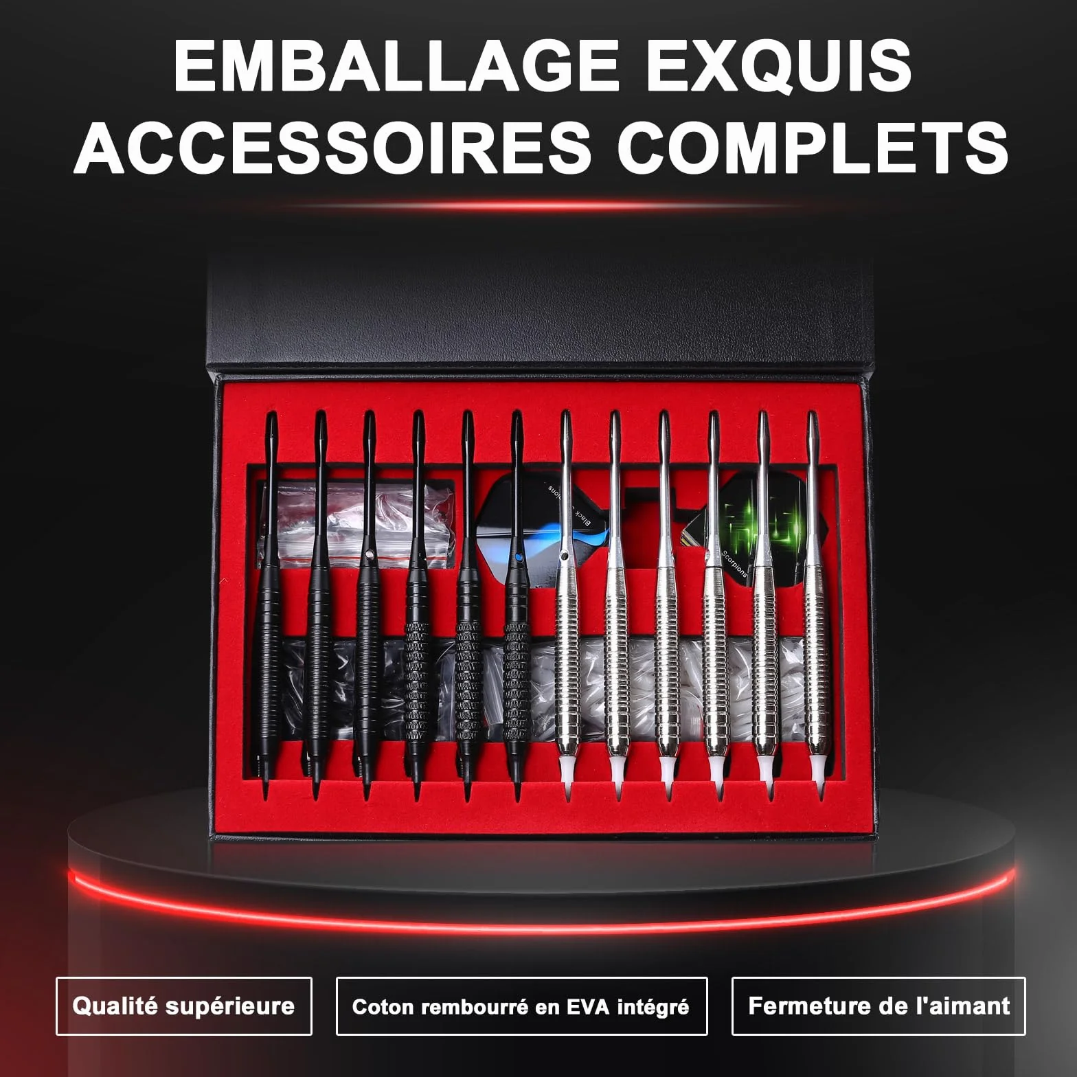 GWHOLE Flechettes Professionnelles 12Pcs Kit pour Cible Electronique avec Pointes Plastique