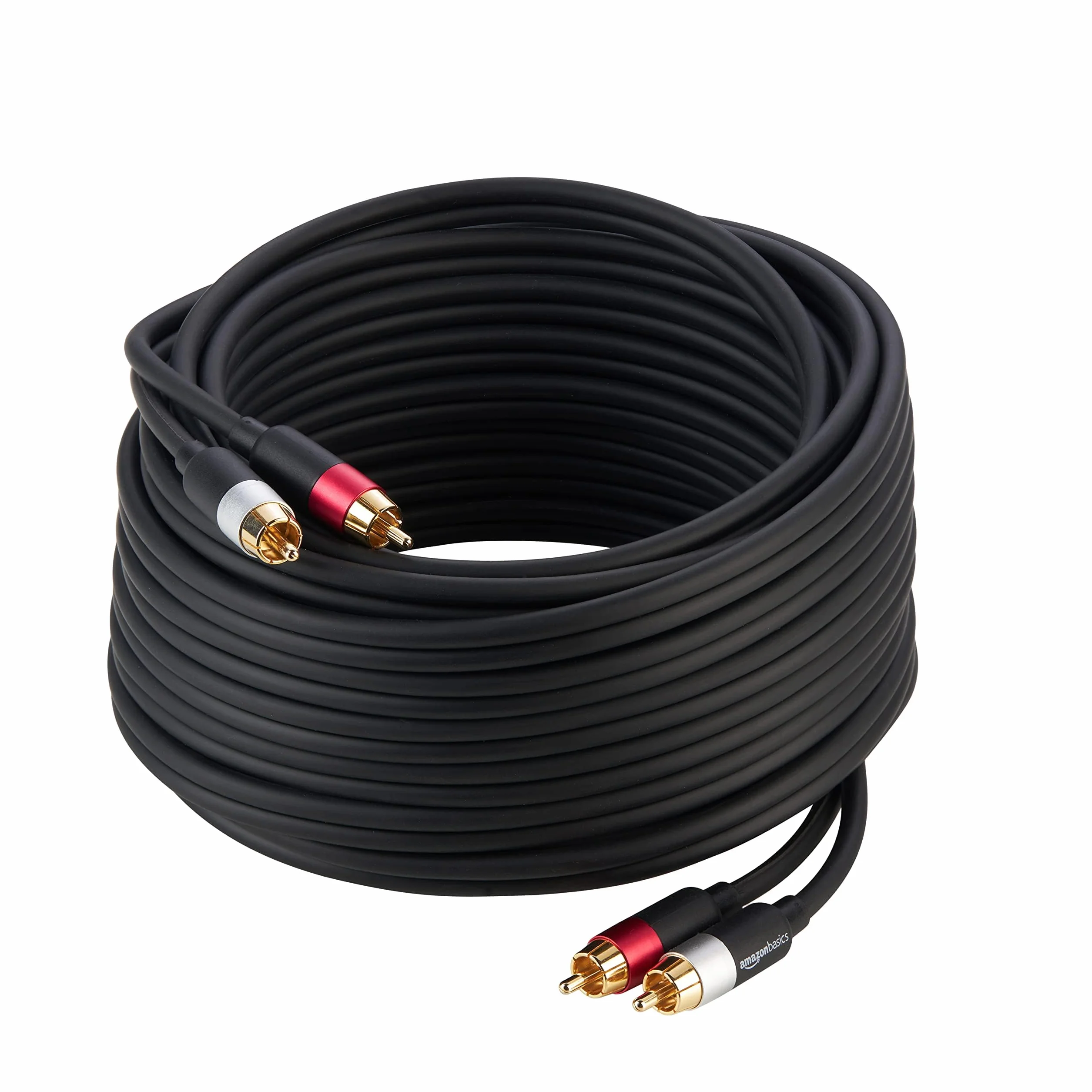 Amazon Basics Câble audio RCA 2 prises mâles vers 2 mâles, 10 m, noir