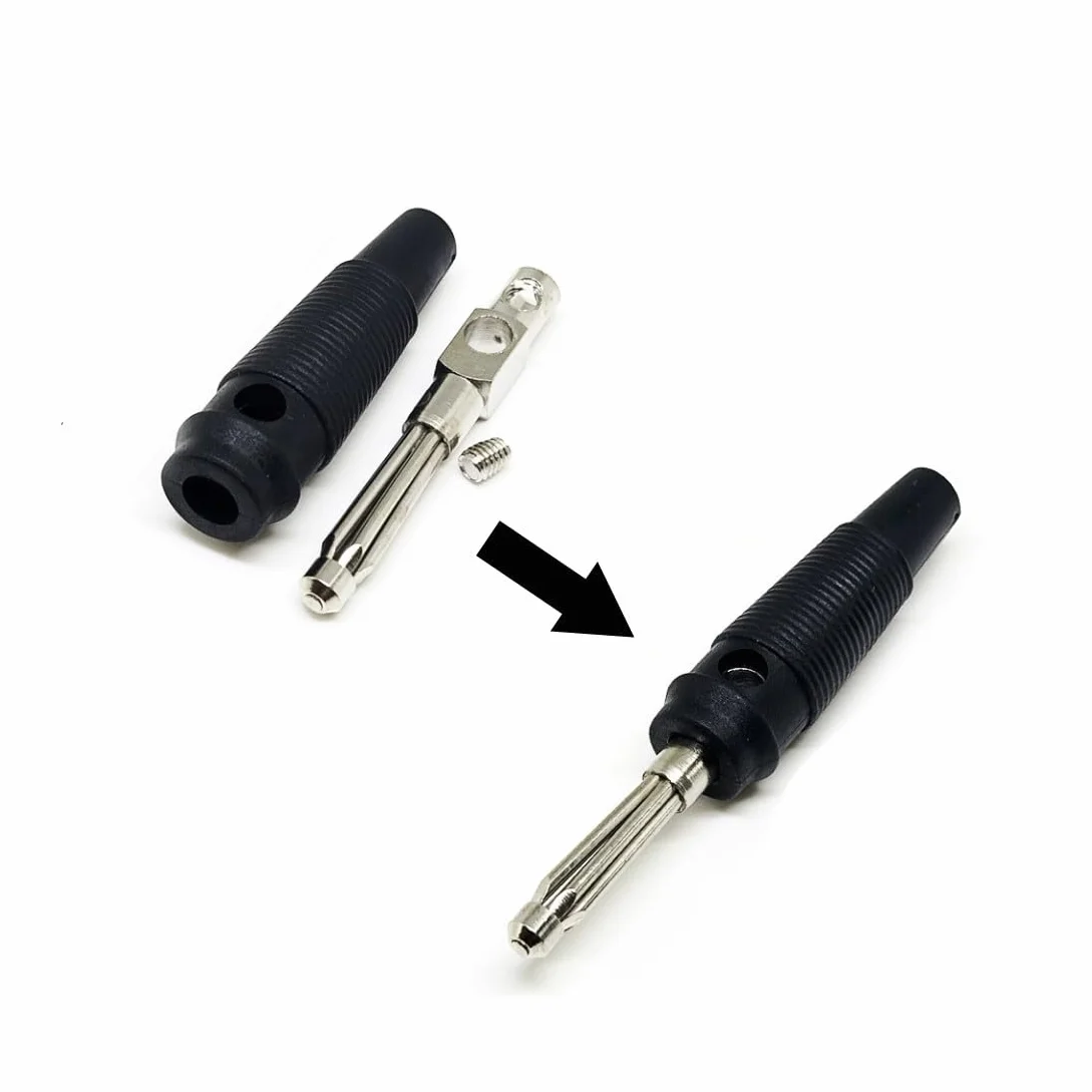 Prise banane 4 mm 32 A connecteur mâle empilable sans soudure adaptateur câble haut-parleur enveloppé sécurité ISO 10 pièces