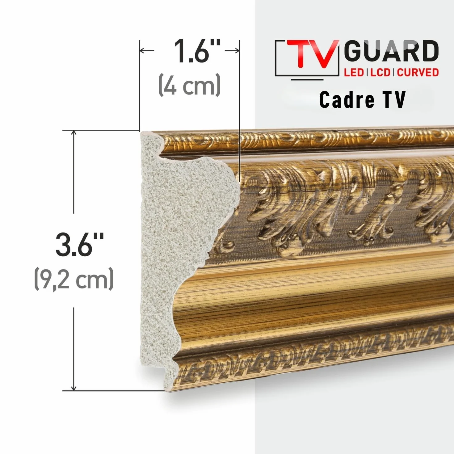 TV Guard Cadre TV pour Samsung The Frame 65 Pouces Or Rustique Compatible Mode Art