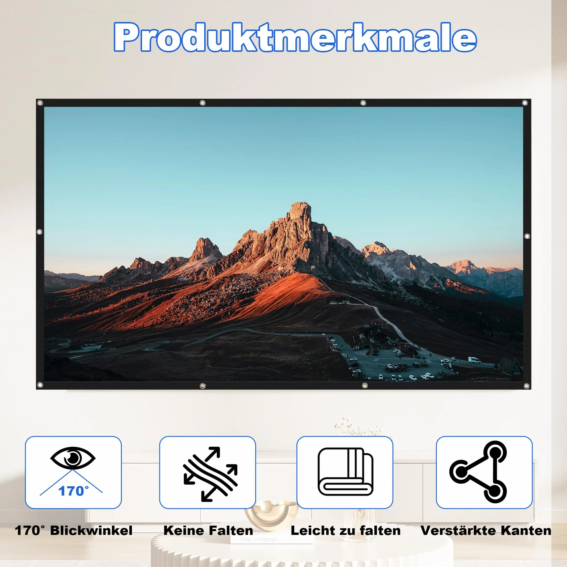 Écran de Projection 100 Pouces 16:9 4K Full HD Pliable Anti-Plis pour Cinéma Maison