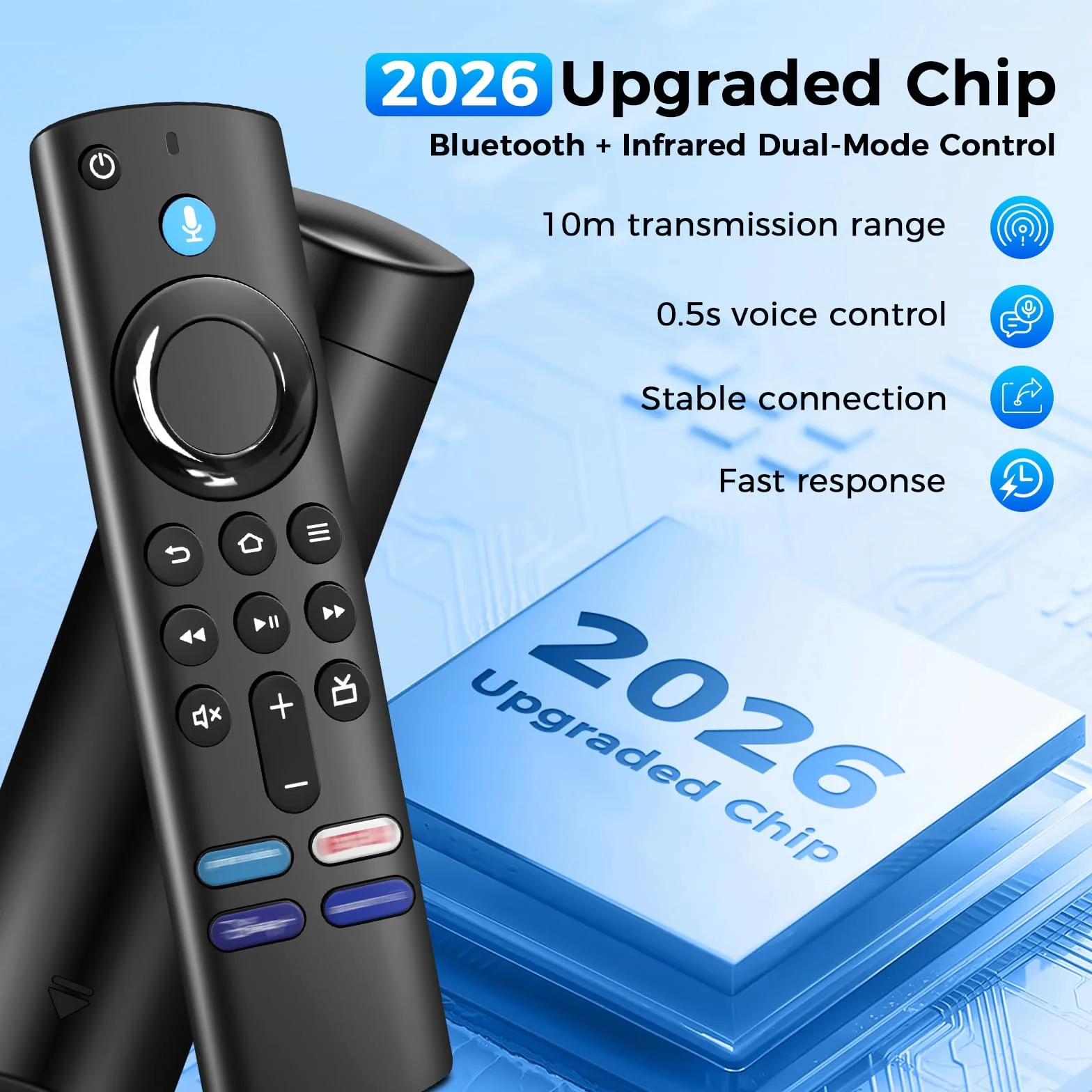 Télécommande Vocale de Remplacement 3e Génération Compatible avec Fire TV Stick 2/3 Gen 4K 4K Max Lite HD Fire TV Cube 2nd 3rd Gen Bluetooth 4 Touches Raccourcis