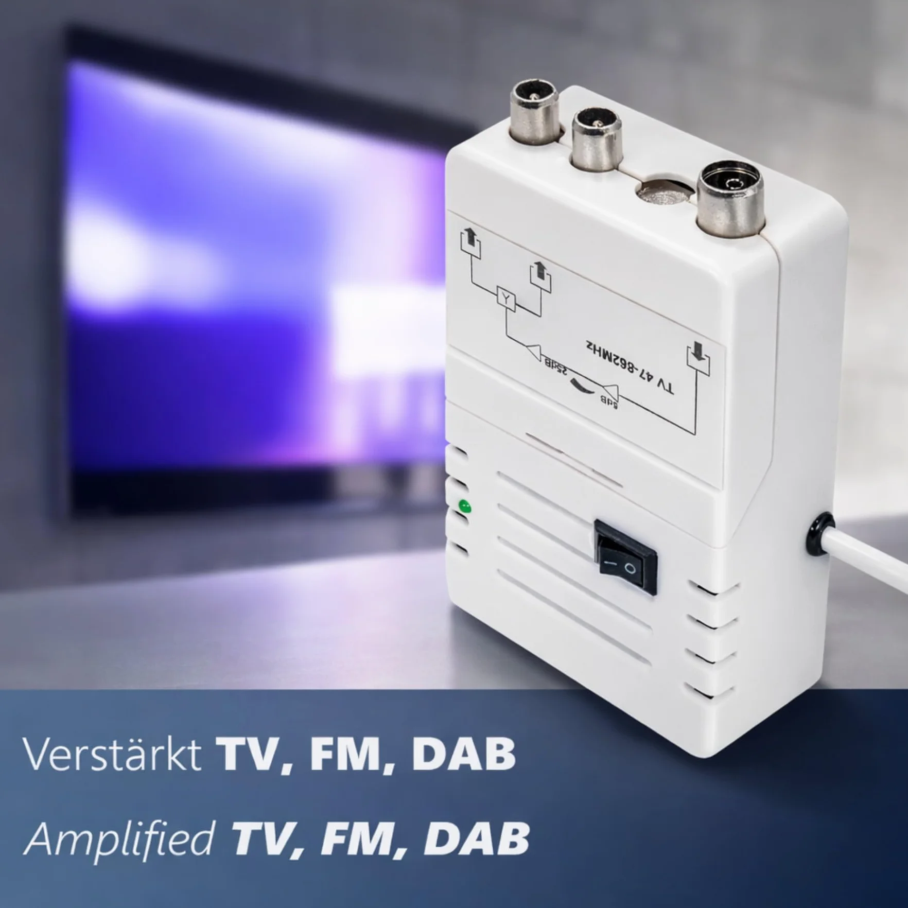 Amplificateur d'antenne numérique pour 2 appareils, Amplification UHF 20dB, Amplification VHF 36dB, télévision par câble, DVB-T, Sky