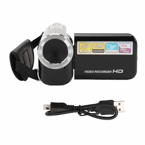 Denash Caméscope Vidéo, Enregistreur D'appareil Photo Numérique à Zoom Numérique 16MP 1080P 16X avec écran de 2 Pouces, Caméra Vlogging Anti-secousse pour la Photographie de Voyage