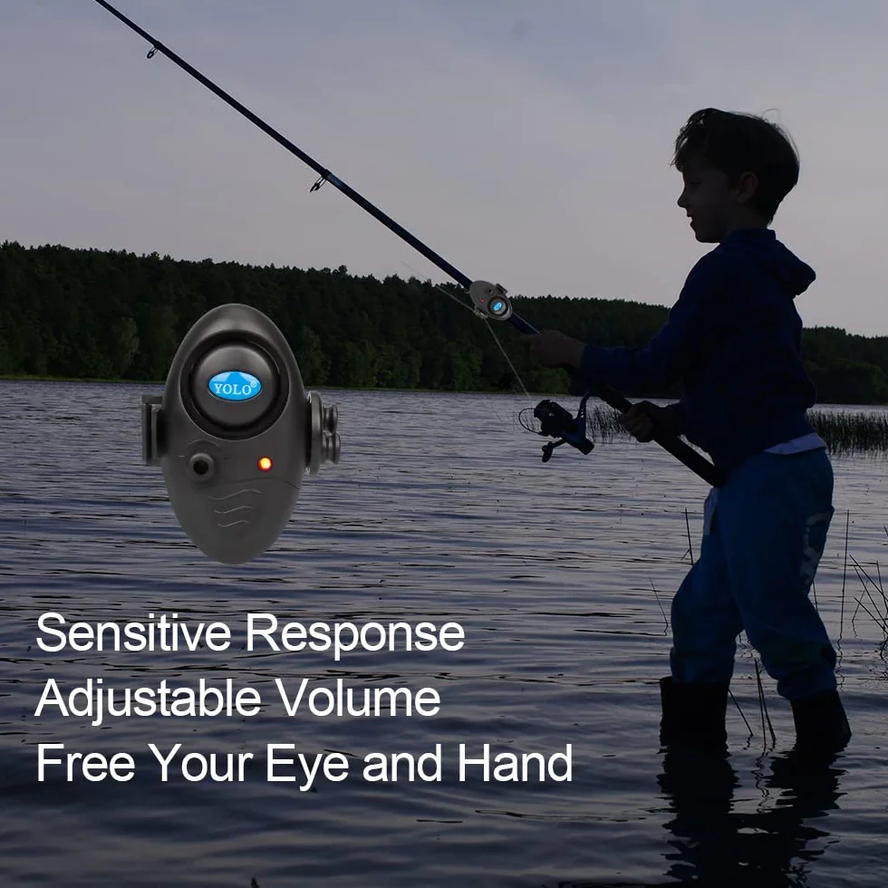 Shackcom Alarme de Pêche Détecteur de Touche Électronique avec Indicateur Lumineux LED et Son Réglable