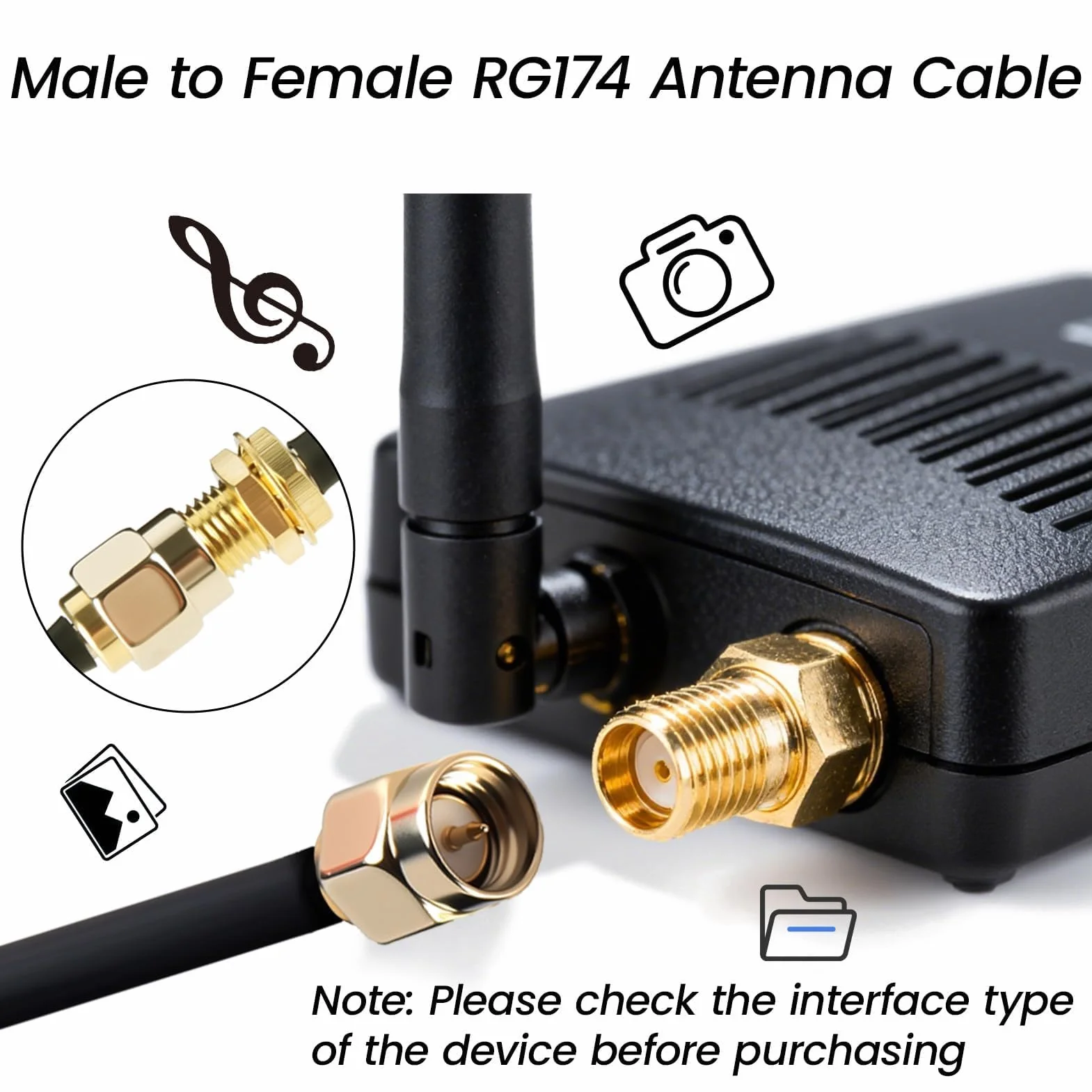 Cable D'extension SMA RG174, 10M Câble Rallonge Antenne WIFI Mâle vers Femelle Adaptateur Cable Coaxial TV 5G 4G Exterieur pour LTE GSM GPS Routeur Modem Scanner Radio Ham Camera SDR Récepteur ADS-B