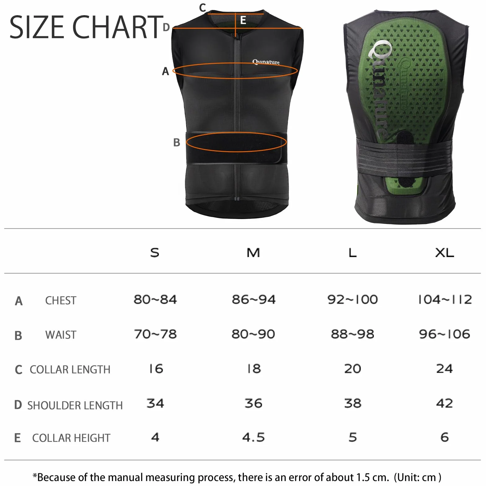 Gilet de Protection Dos Unisexe CE1 Anti-Chute Ski Snowboard VTT Moto