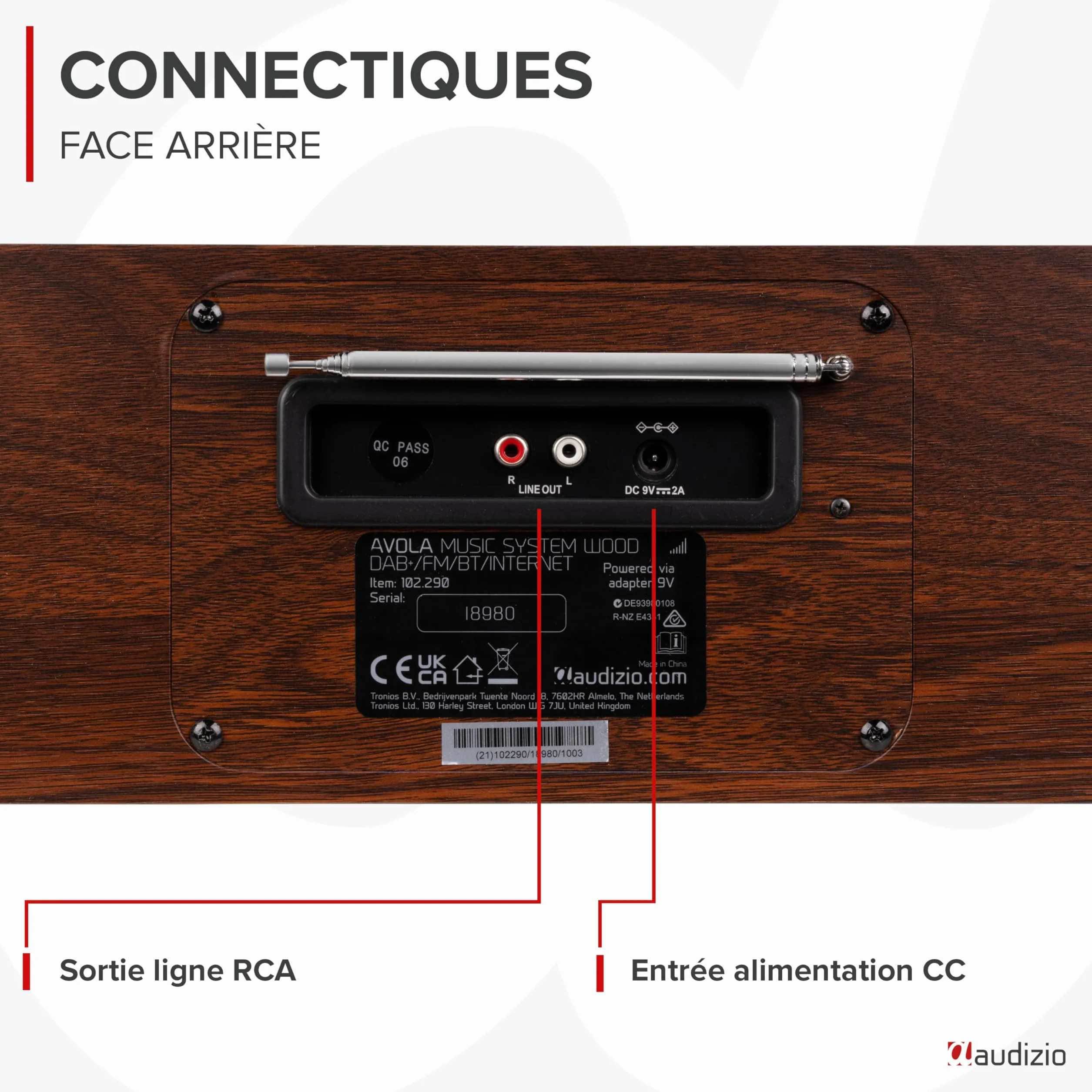 Audizio Avola Radio Internet WiFi avec Lecteur CD et Bluetooth - Couleur Noyer, Radio Dab+, FM, Haut-Parleurs Stéréo, Télécommande, Idéale pour Diffuser Vos Radios Préférées du Monde Entier