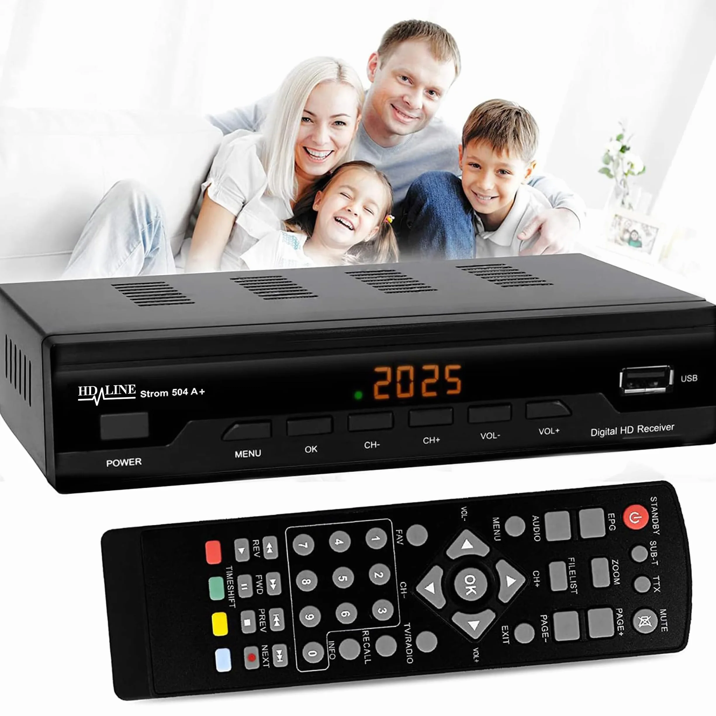 Strom 504 A+ Décodeur TNT Full HD -DVB-T2 - Compatible HEVC264 - (HDMI,Péritel, USB, Digital Plus) Noir