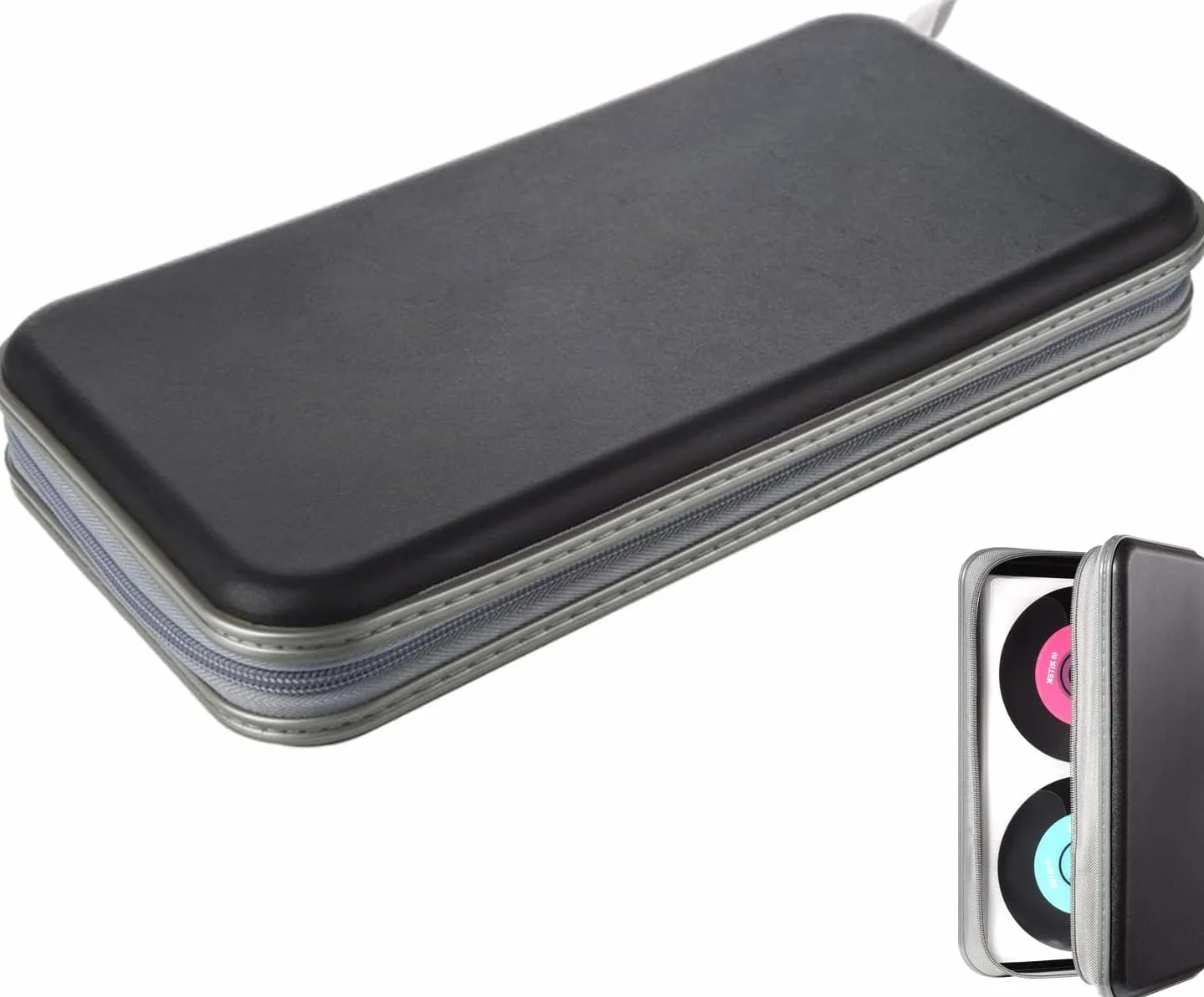 Sac CD, sac de rangement pour disques CD DVD, sac de rangement pour CD pour la maison et les automobiles pouvant contenir 80 disques en noir.