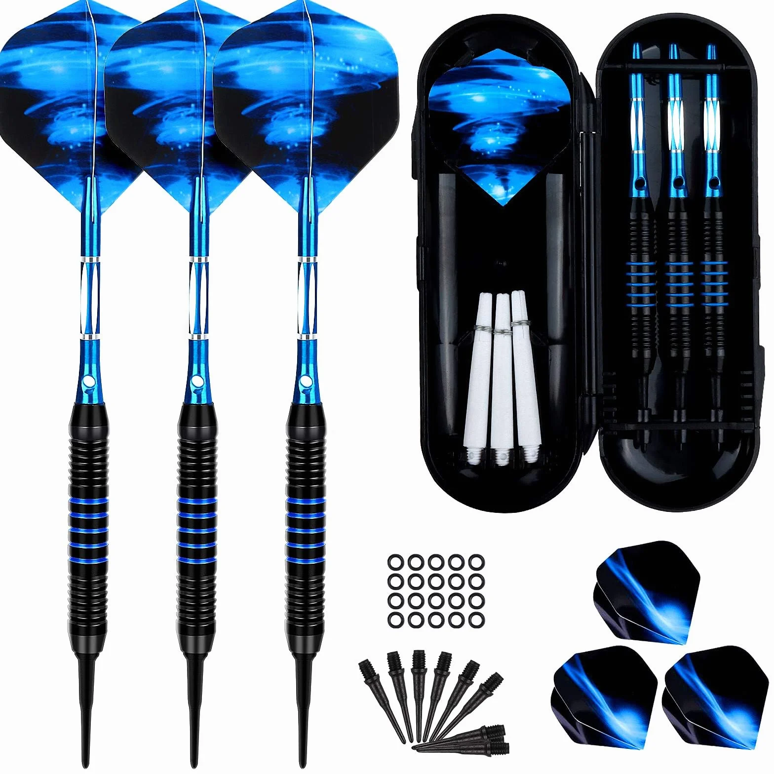 Flechette Pointe Plastique Pro 18g, Set de Flechettes à Pointe Souple pour Cible Electronique 3 Fléchettes