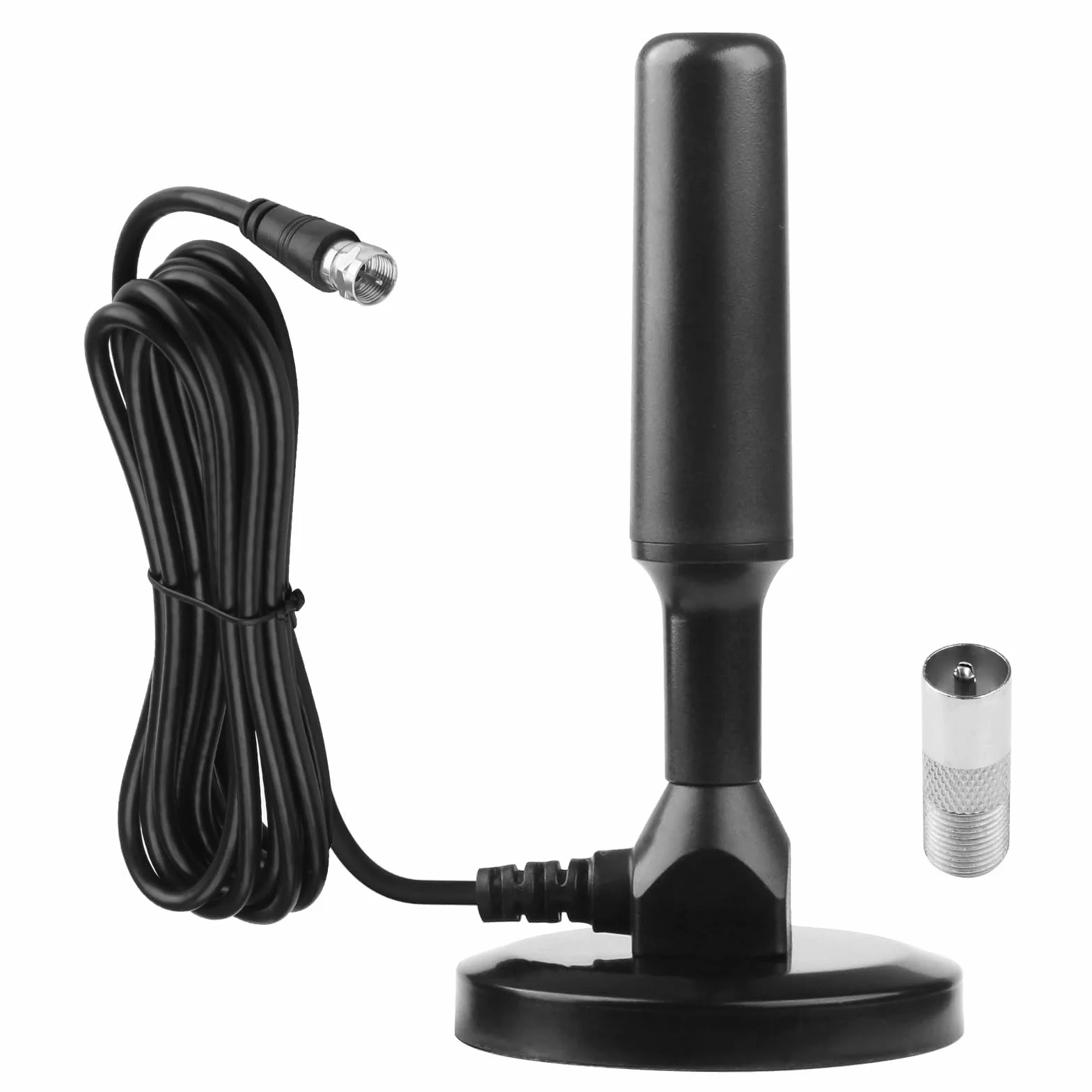 Antenne TV Intérieur Puissante TNT HD DVB-T/DVB-T2 Base Magnétique 3M Câble Coaxial Réception 360° 1080P 4K