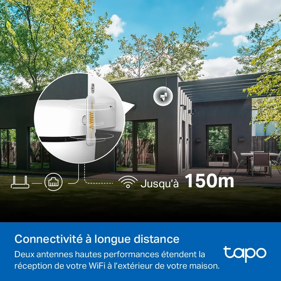 Tapo C530WS Caméra de Surveillance extérieure 360° 3K 5MP Vision Nocturne Couleur Starlight Détection IA Suivi de Mouvement WLAN Ethernet
