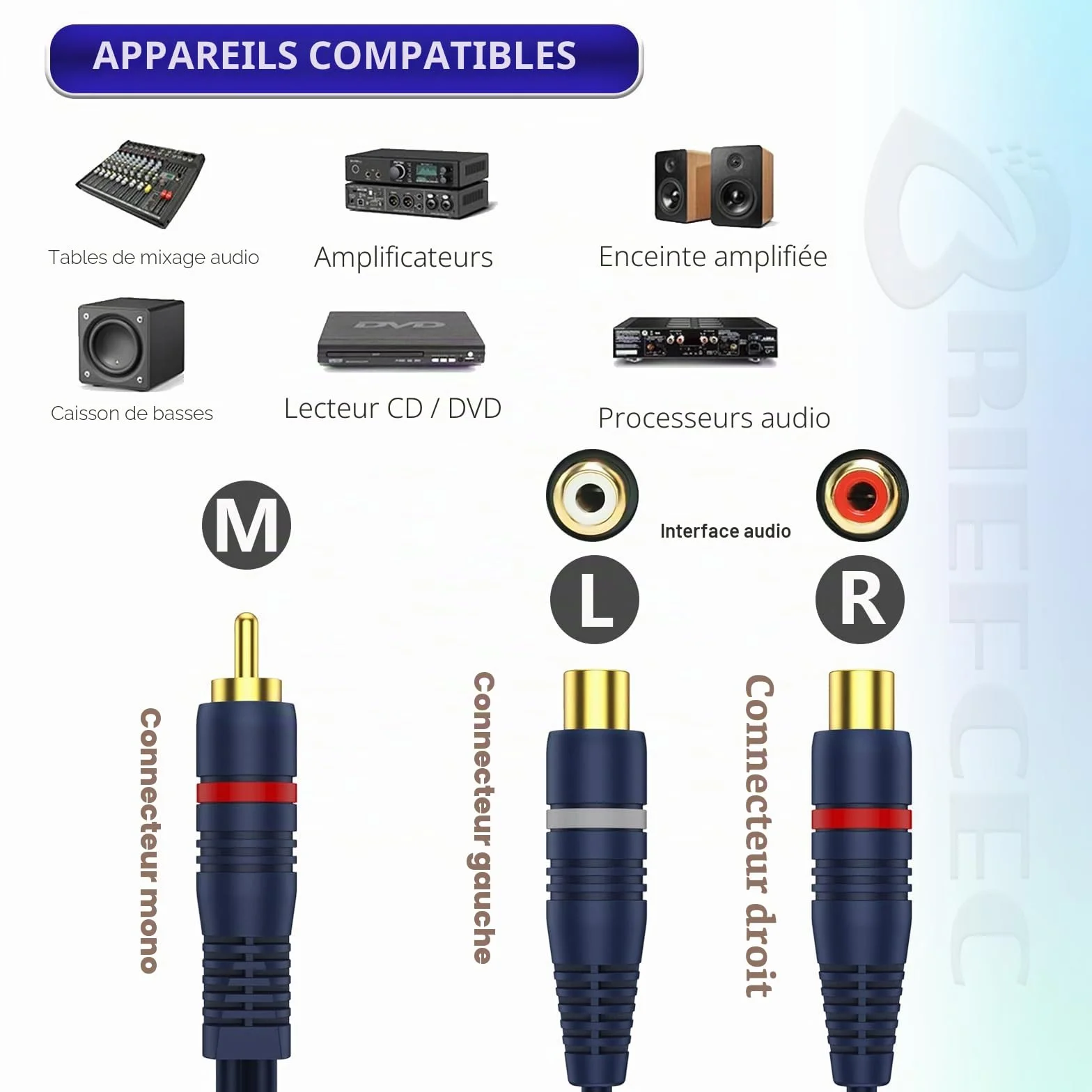 Câble Répartiteur RCA Audio Adaptateur Câble Y Cinch, 15cm RCA vers JACK 1 Mâle à 2 Femelle pour Caisson Basses, Phono, AV, Audio, Subwoofer Voiture(2Pack, Bleu)