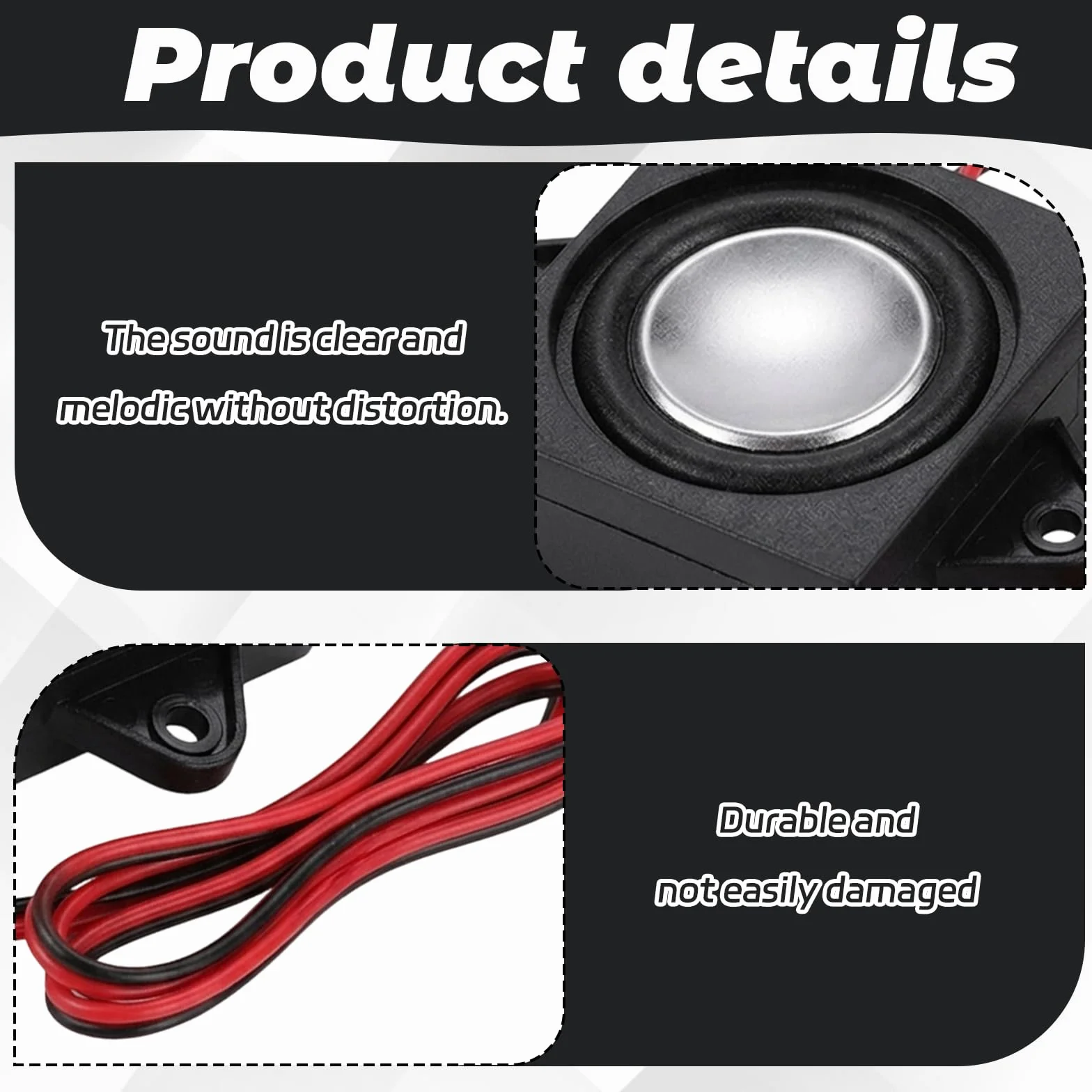 Lot de 2 Mini Haut Parleur 3W 4 ohm avec câble 400 mm et connecteur 2.0 2P, Haut-Parleur Compact pour projets électroniques et Remplacement Audio