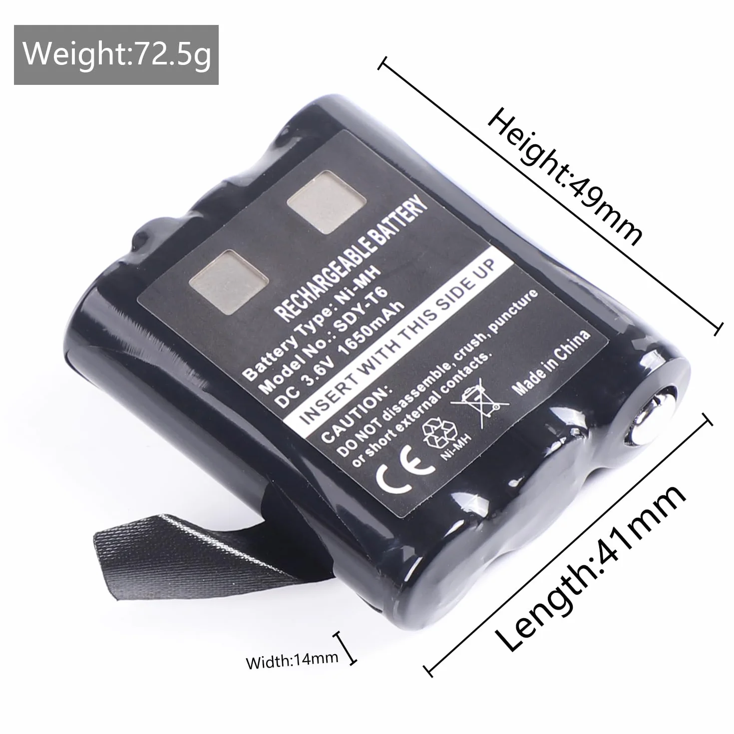 2Pcs 1650mAh 3,6V AA Rechargeable Ni-MH Batterie de Rechange pour Motorola Radio TLKR T92 H2O T82 Extreme T62 T605 H2O T800 PMNN4477AR 1532 PMR446 Walkie Talkie