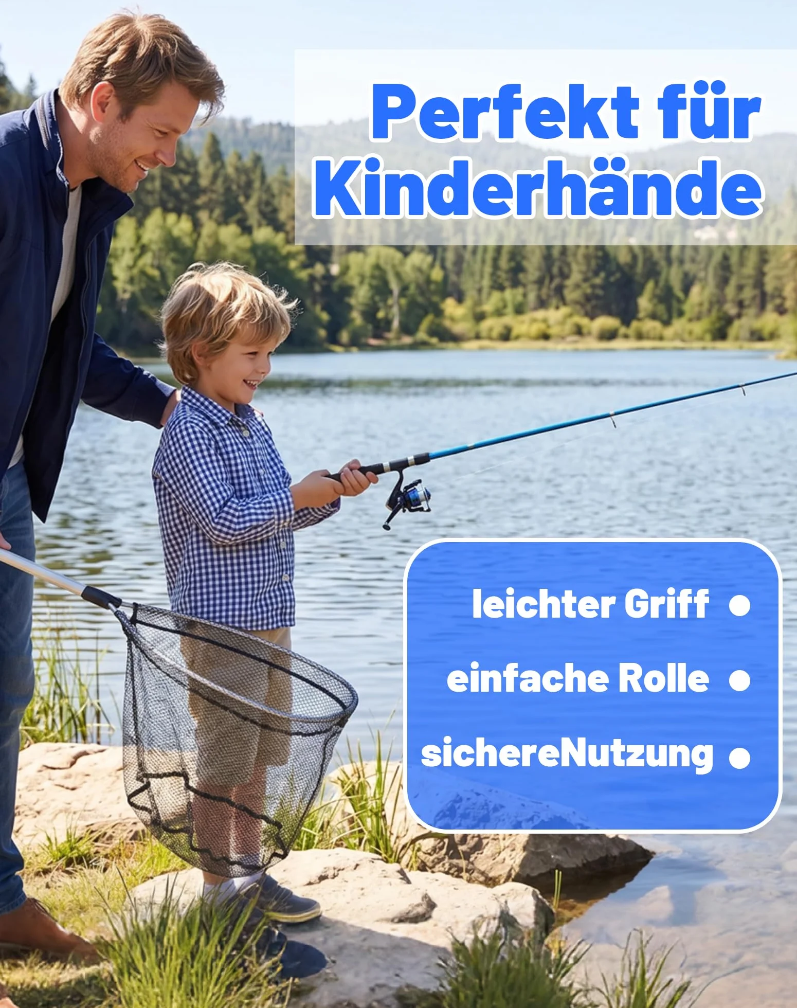 Set de Pêche Enfant 1,8 m – Canne à Pêche Télescopique avec Moulinet, Kit Complet pour Débutants, Sac de Transport Inclus
