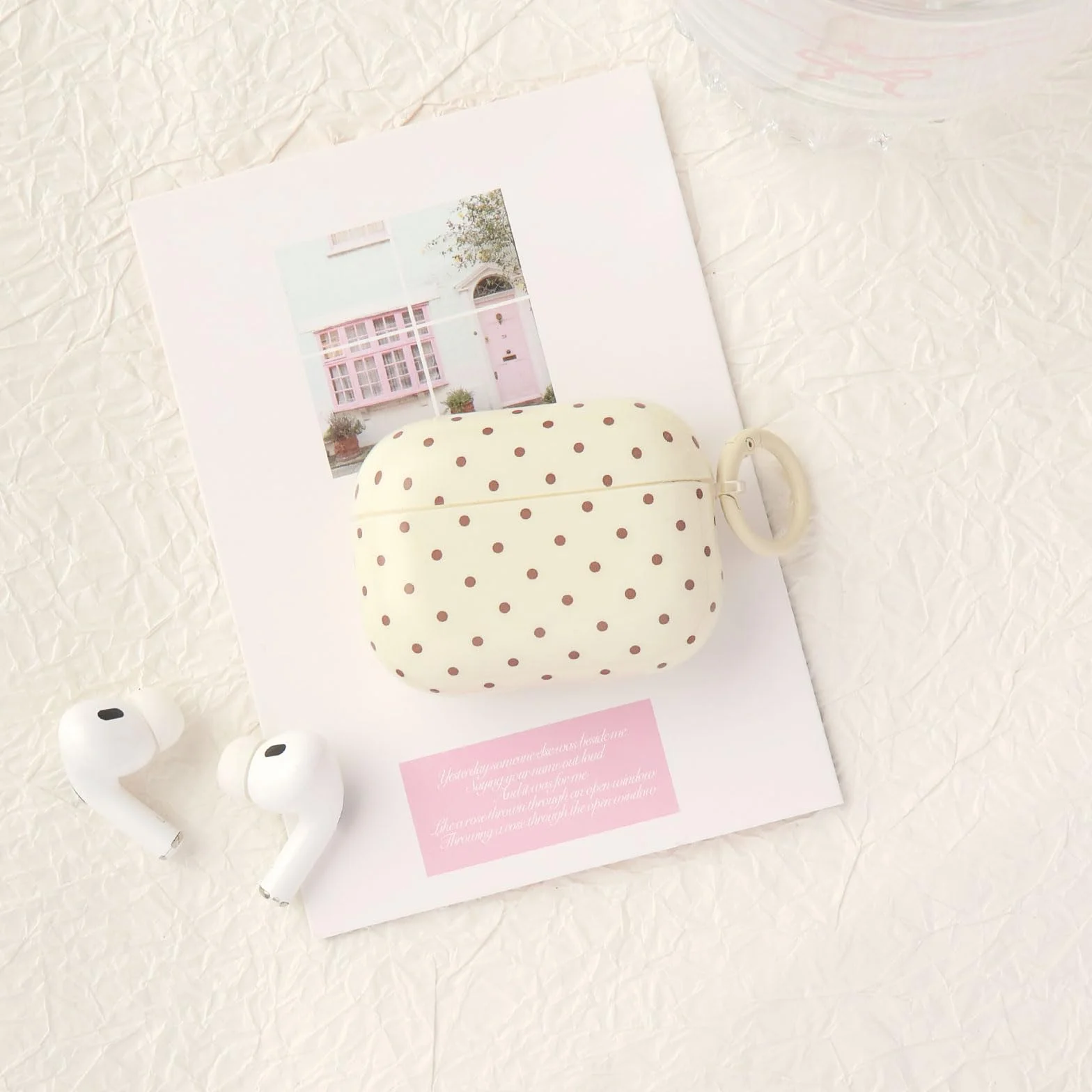 Coque pour AirPods 4 avec Kit de Nettoyage, Cute Fashion Polka Dot Motif Esthétique Design, Antichoc Porte - Clés Couvercle Soft Etui - Jaune