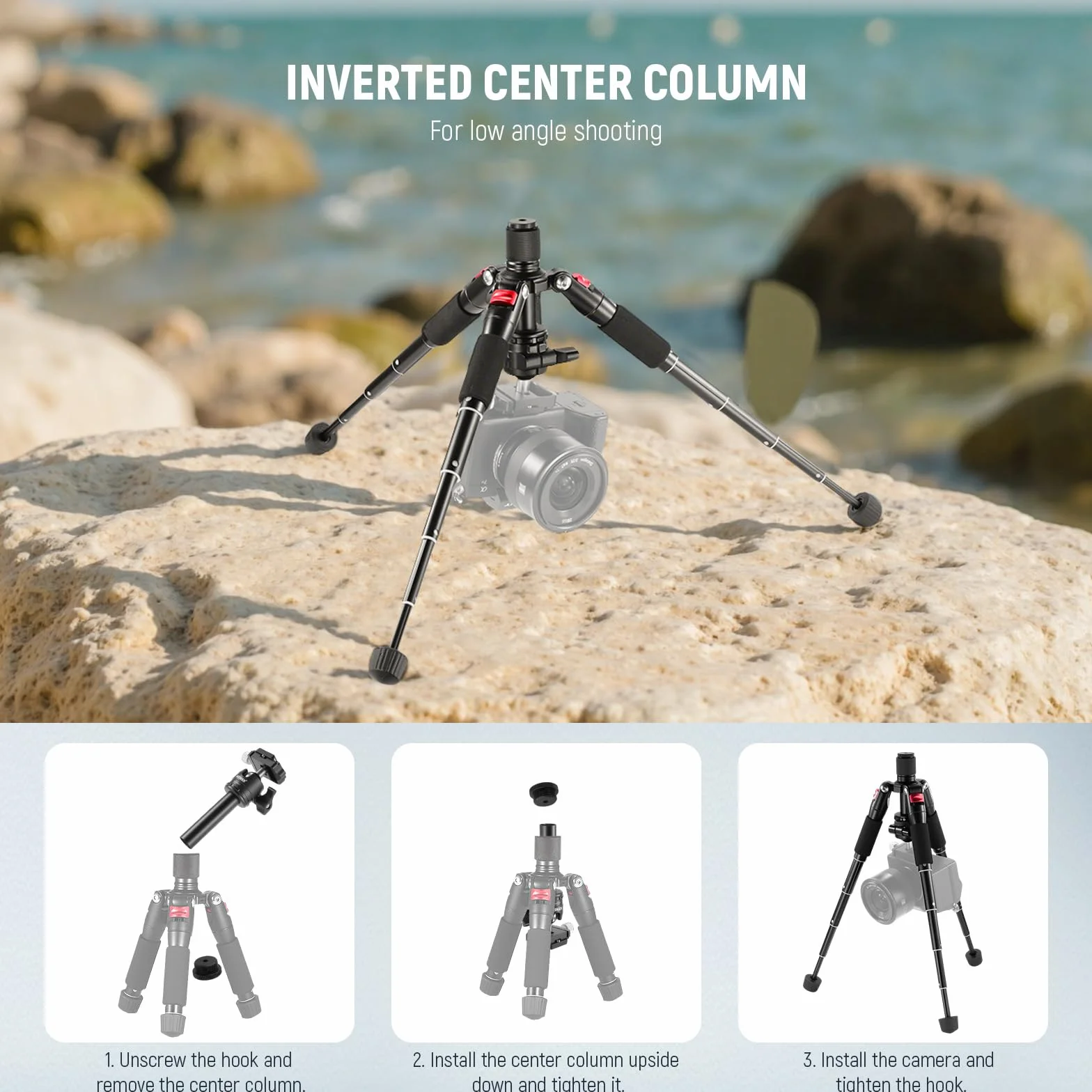 NEEWER Mini Trépied pour Appareil Photo avec Rotule à 360° en Alliage d'Aluminium 20"/50cm 1/4" Plaque Rapide de Type Arca,Trépied de Voyage de Bureau Portable pour Caméscope DSLR, Charge Max:11lb/5kg