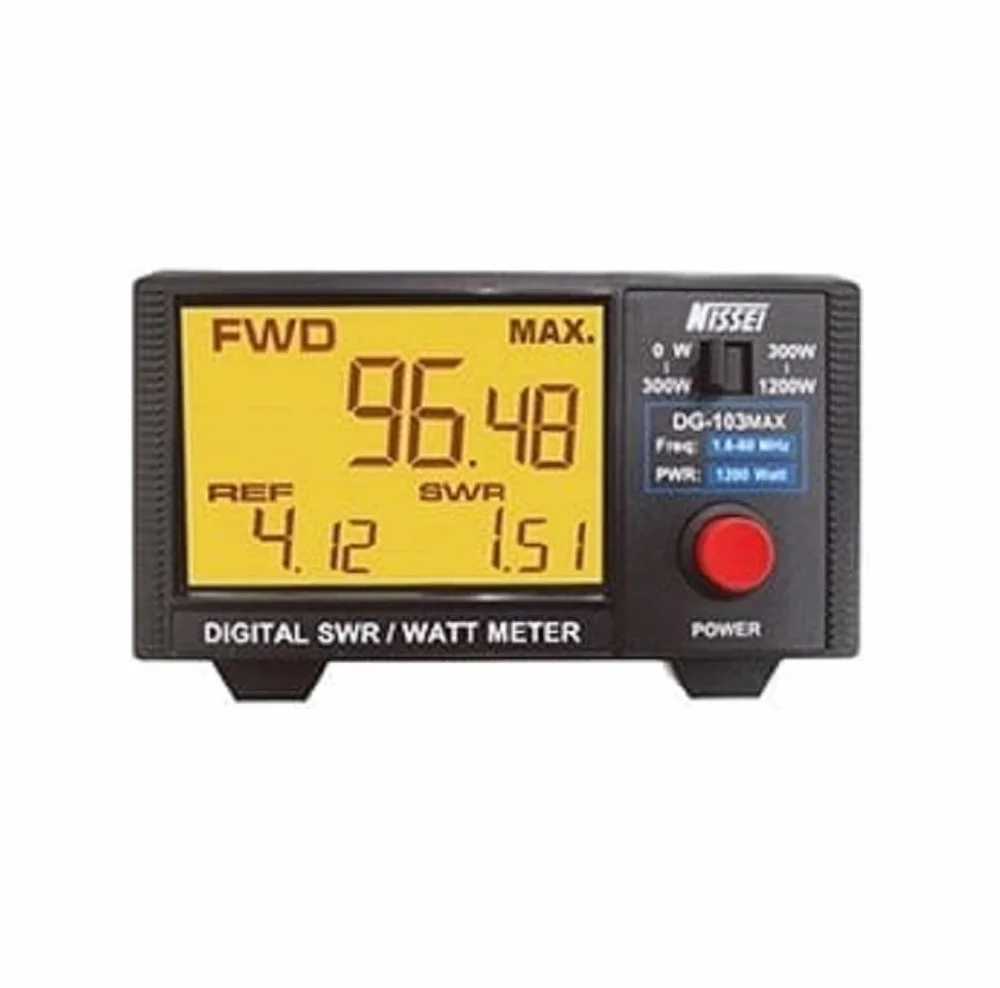 Nissei DG-103MAX TOS-mètre Wattmètre Digital HF 1.6-60 MHz 1200W Grand Écran LCD 3.5" Rétroéclairé